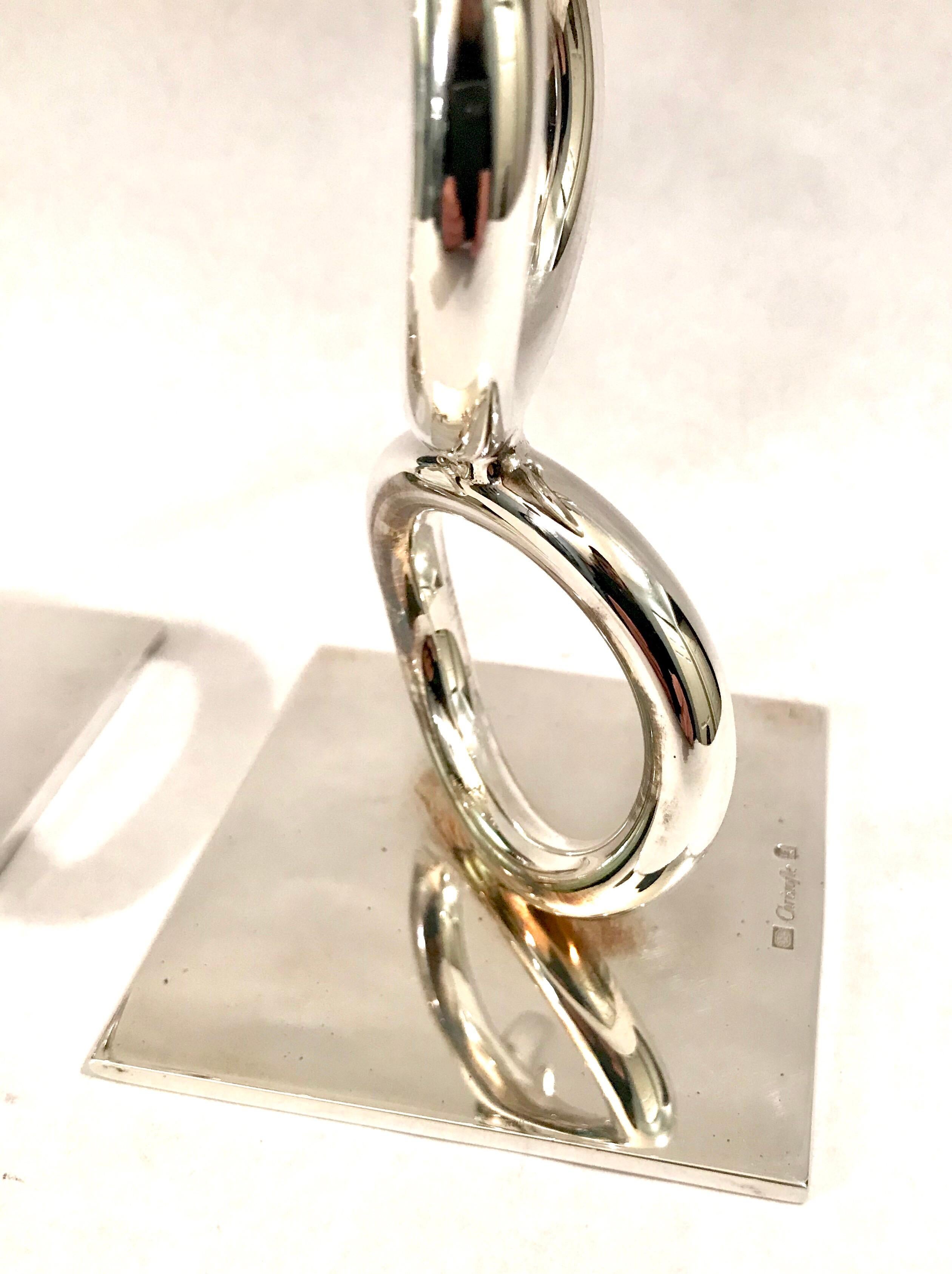 Christofle Silver Plated Vertigo Four-Ring Candlesticks For Sale 3