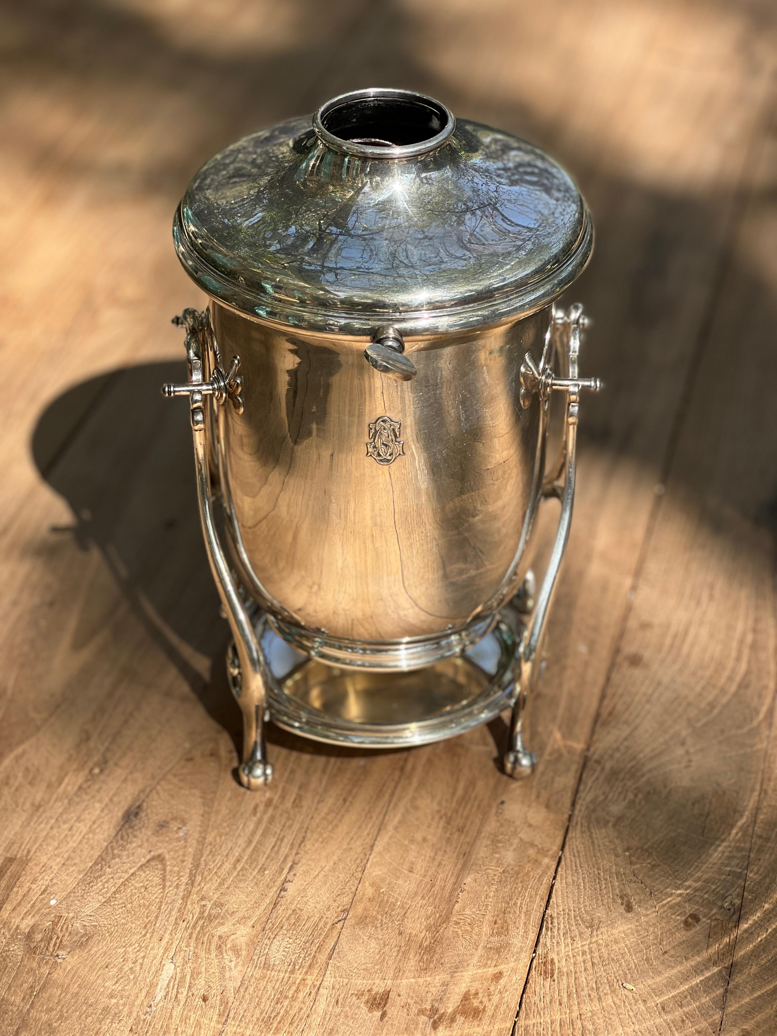 Christofle silver-plated wine and champagne cooler with caddy circa 1935 For Sale 3