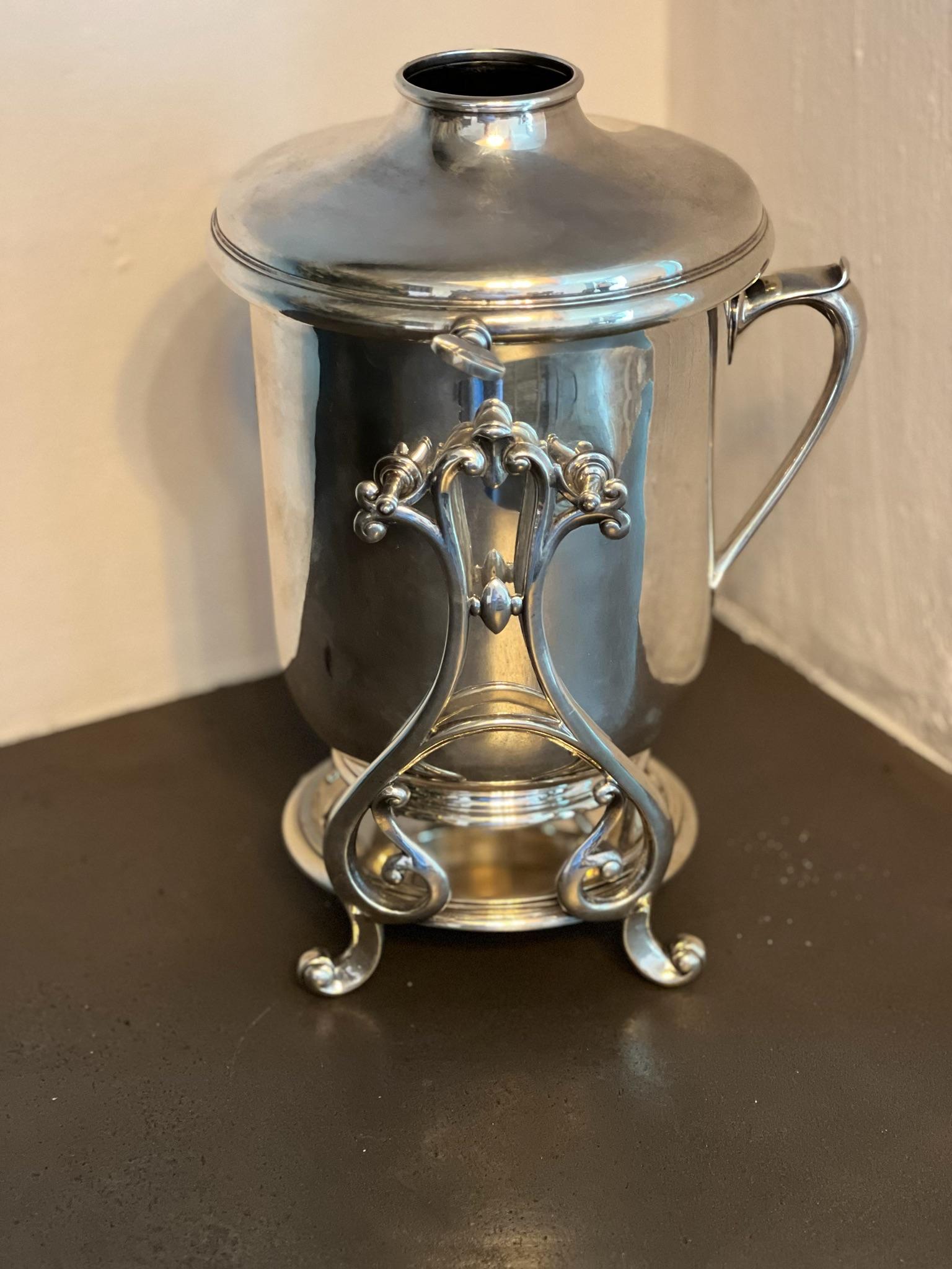 Art Deco Christofle silver-plated wine and champagne cooler with caddy circa 1935 For Sale