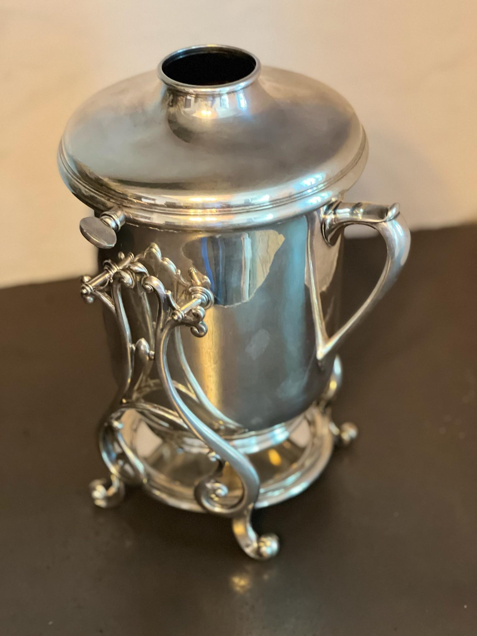 Mid-20th Century Christofle silver-plated wine and champagne cooler with caddy circa 1935 For Sale