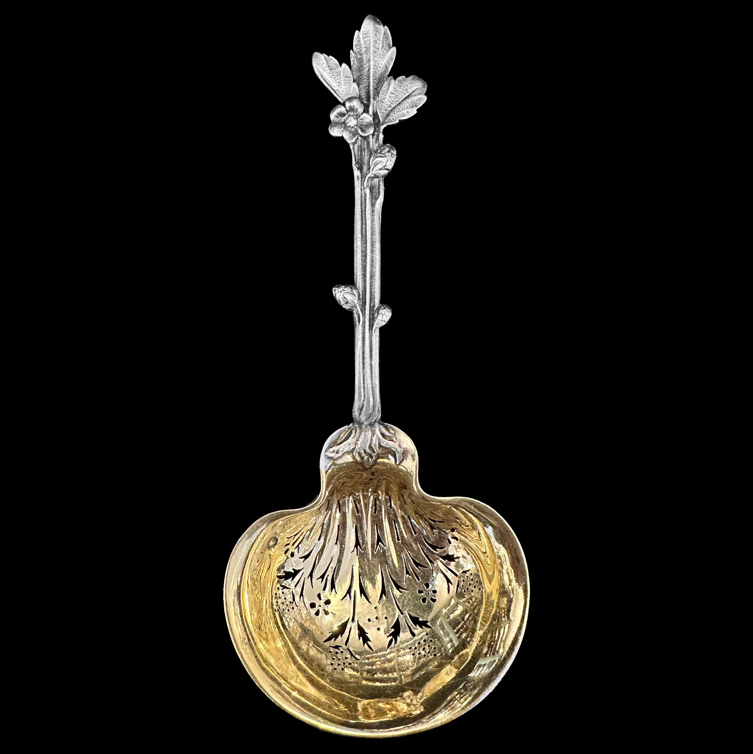 French CHRISTOFLE 1880 Marquise PAIVA Sterling strawberry service very rare 14 pieces For Sale