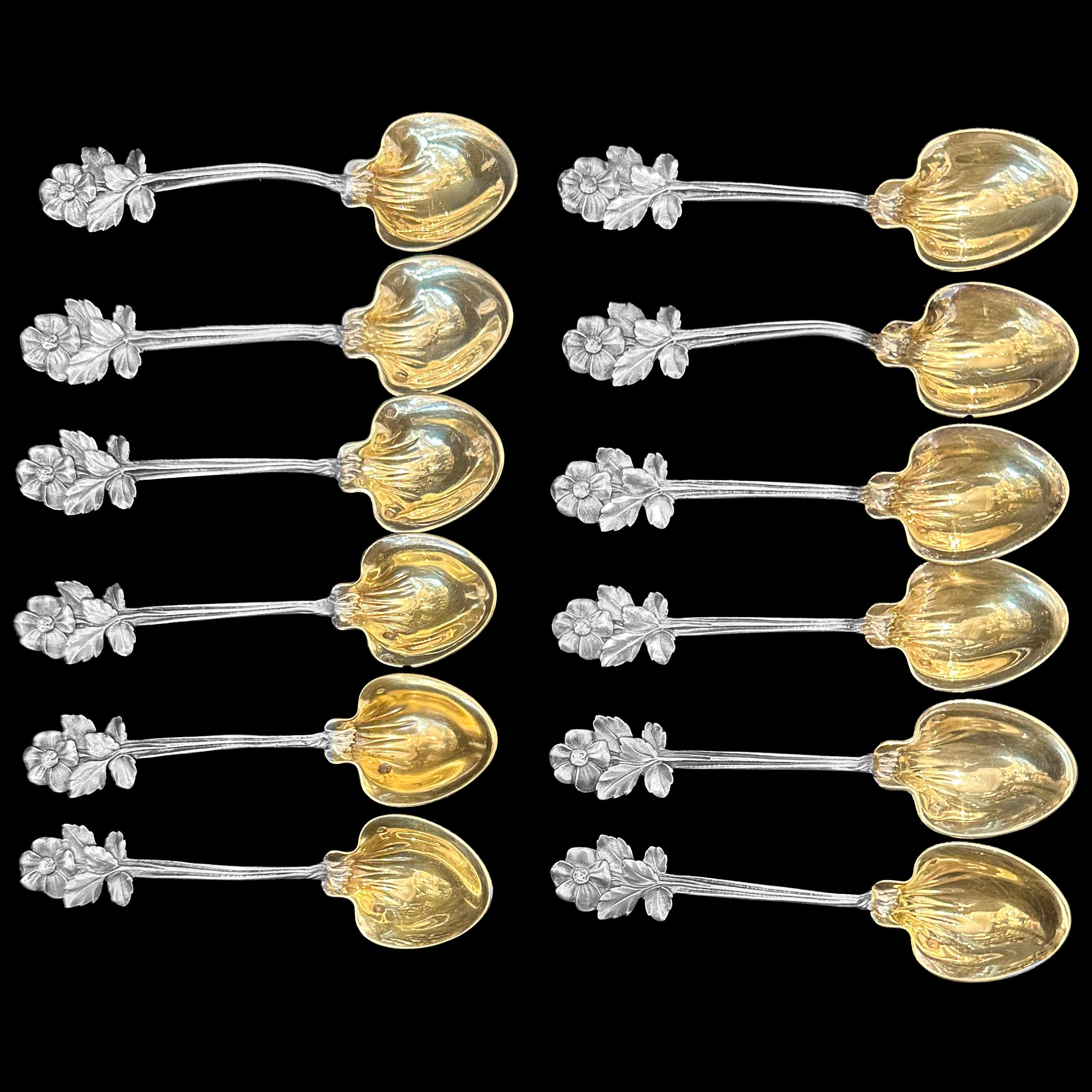 CHRISTOFLE 1880 Marquise PAIVA Sterling strawberry service very rare 14 pieces For Sale 2