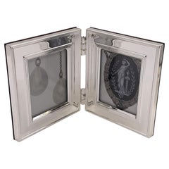 Cadre double en métal argenté de Christofle Circa 1970 en état neuf