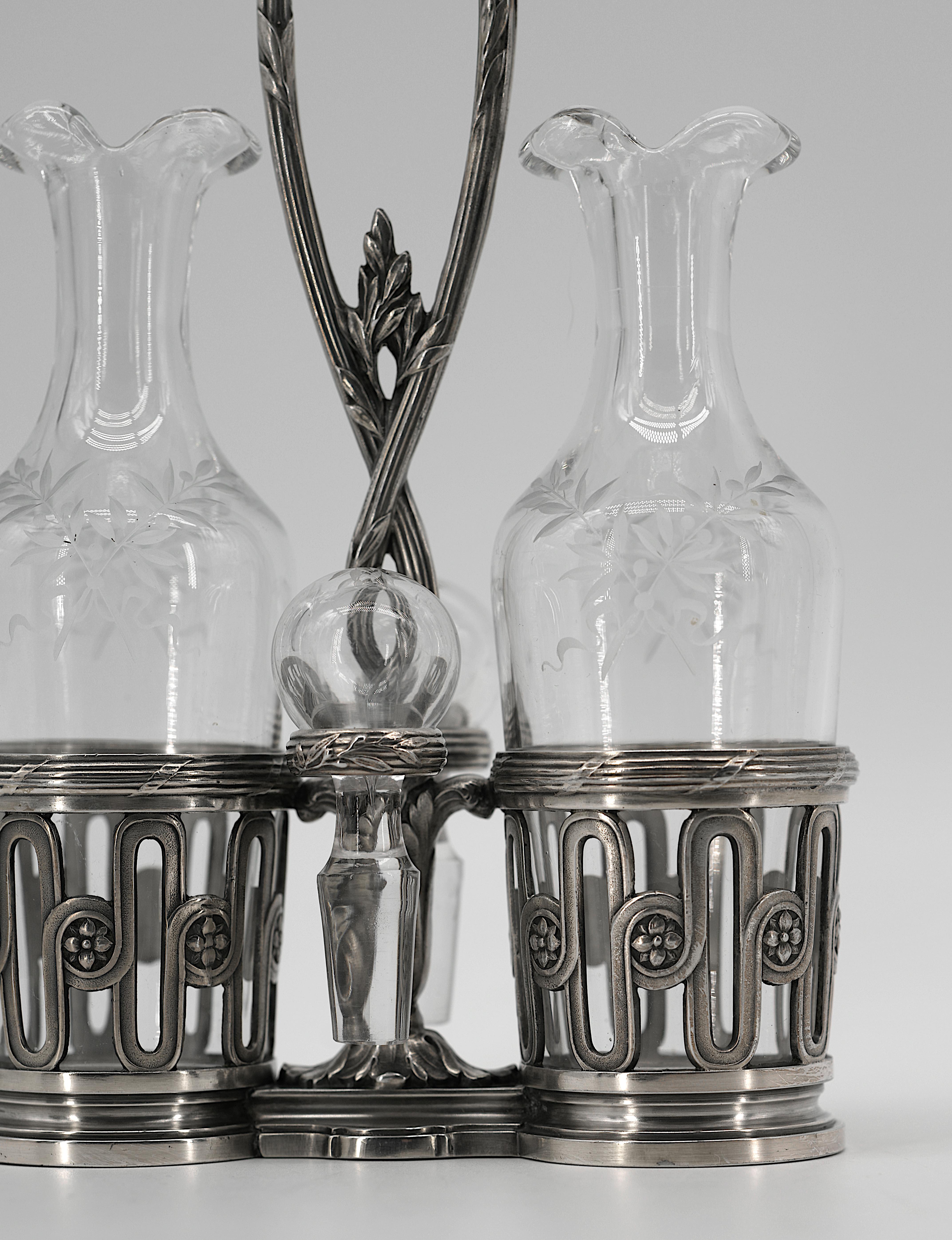 Napoleone III Christofle, set per olio e aceto in silverplate, 1900 in vendita