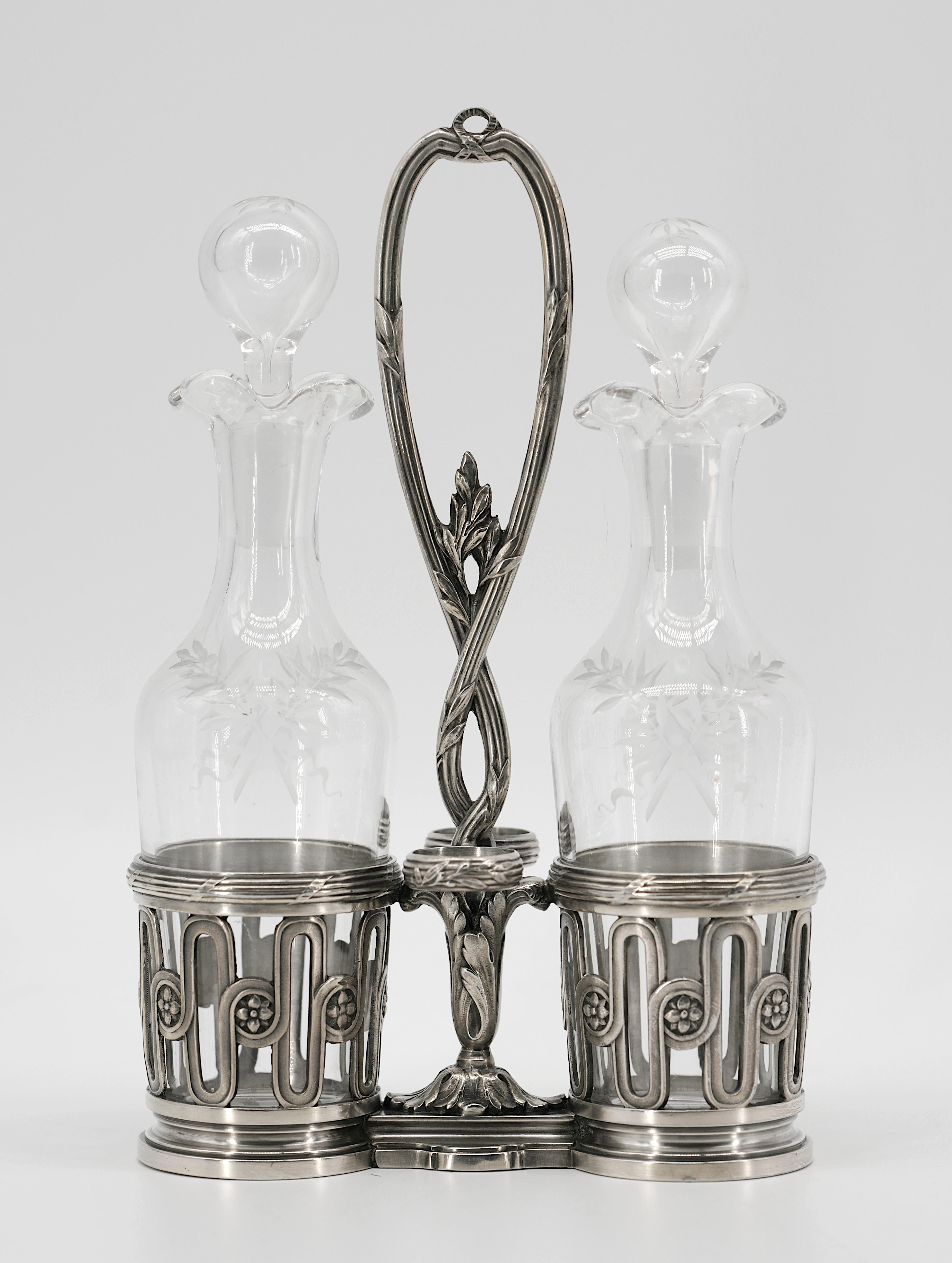 Francese Christofle, set per olio e aceto in silverplate, 1900 in vendita