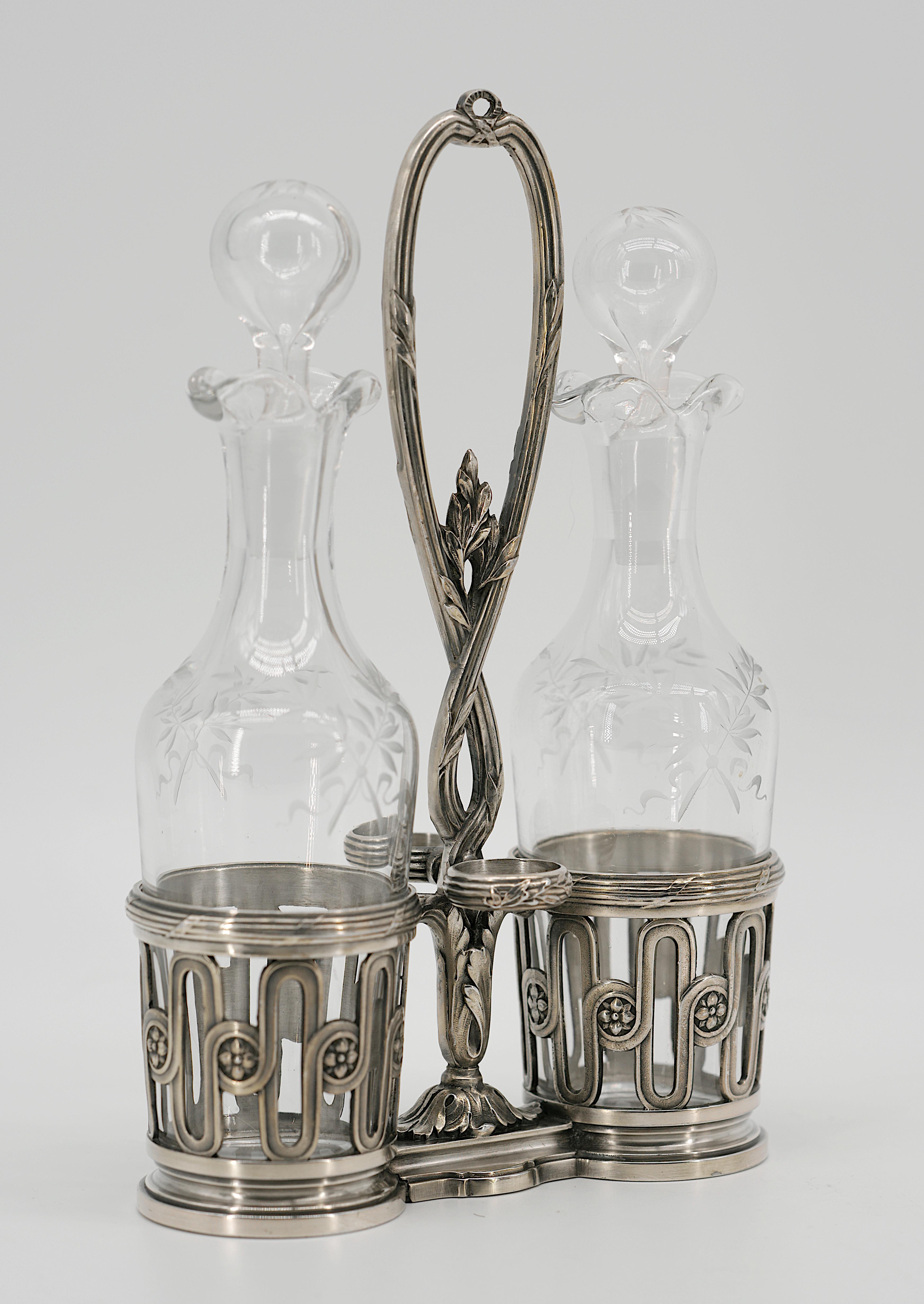 Christofle, set per olio e aceto in silverplate, 1900 In condizioni ottime in vendita a Saint-Amans-des-Cots, FR