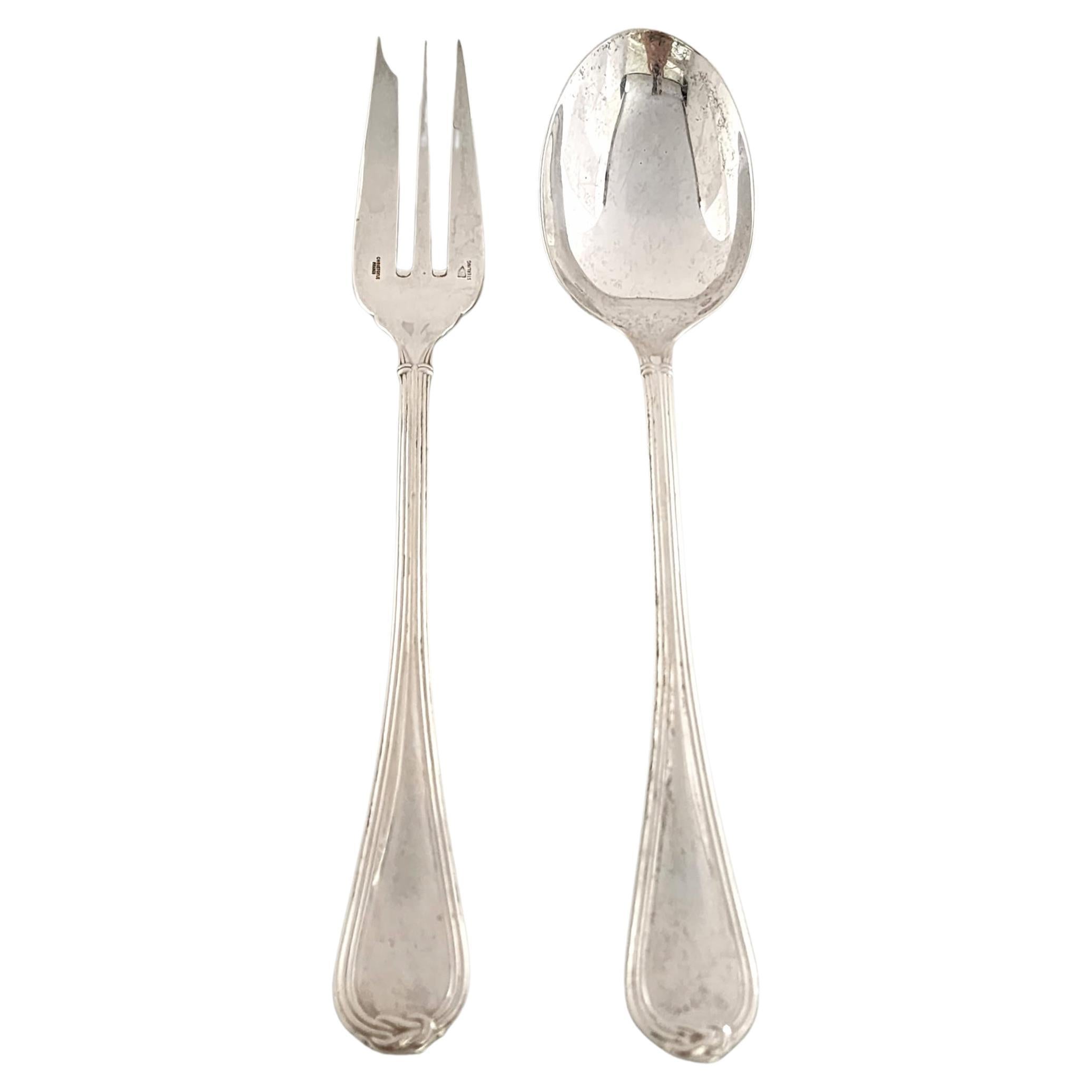 Christofle Sterling Silver Oceana Salad Serving Set Fork and Spoon 'A' For Sale