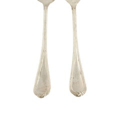 Christofle Sterling Silver Oceana Salad Serving Set Fork and Spoon 'B'