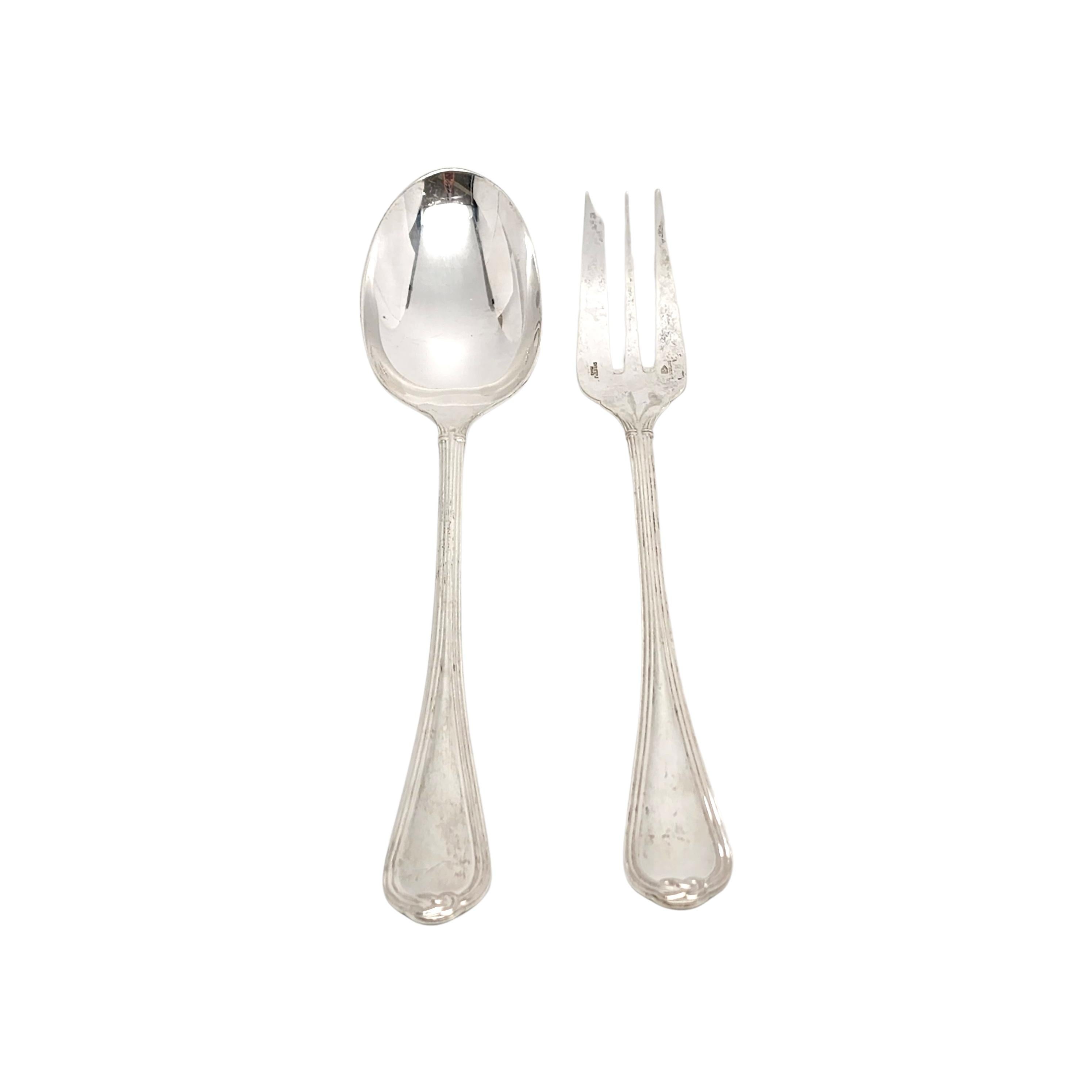 Christofle Sterling Silver Oceana Salad Serving Set Fork and Spoon 'B' In Good Condition For Sale In Washington Depot, CT