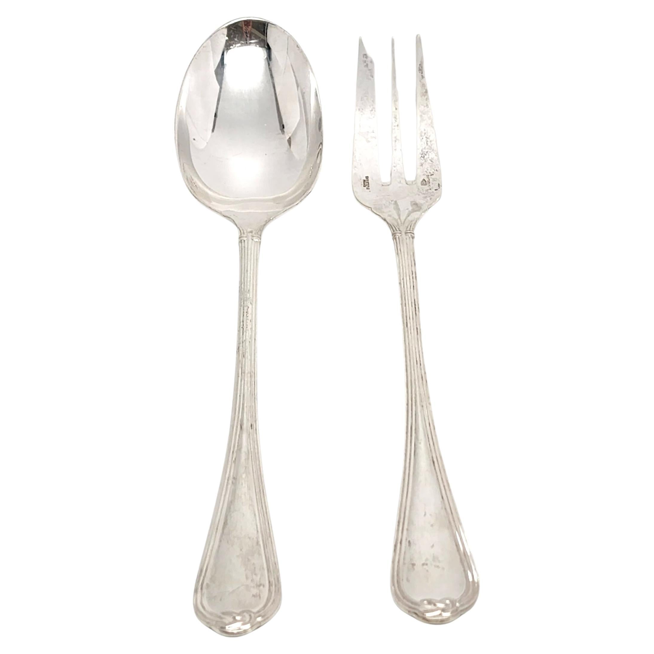 Christofle Sterling Silver Oceana Salad Serving Set Fork and Spoon 'B' For Sale