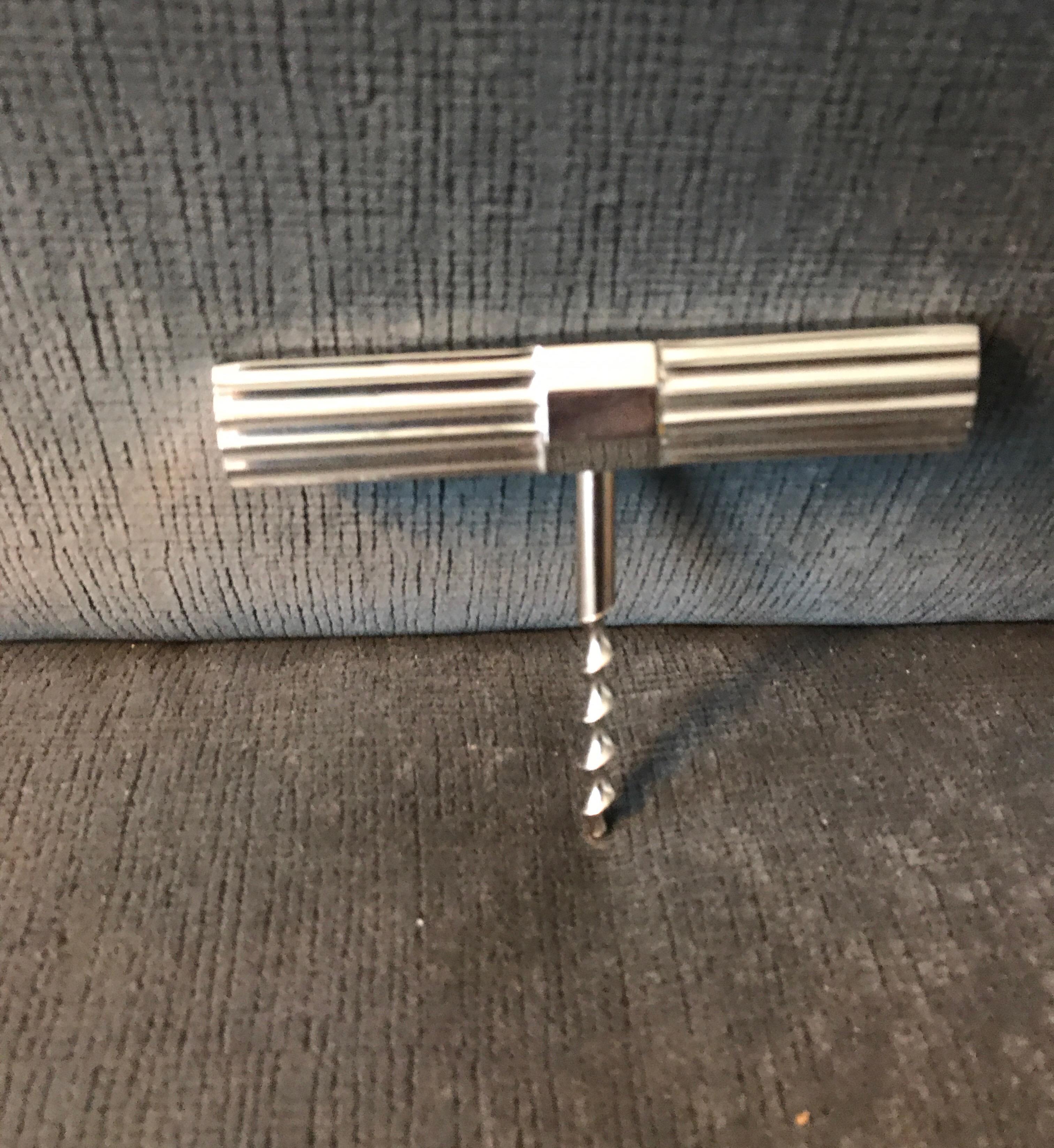 Late 20th Century Christofle Style Art Deco Silver Corkscrew For Sale