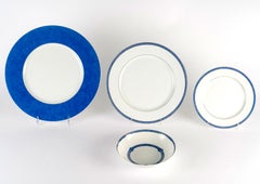 Christofle - Geschirr Rubanea Blau & Gold Limoges Porzellan 64 Teile