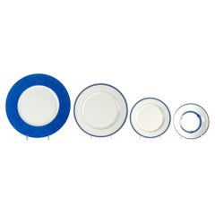 Christofle - Geschirr Rubanea Blau & Gold Limoges Porzellan 64 Teile