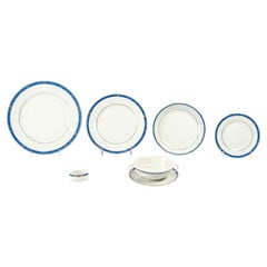 Christofle - Tableware Oceana Blue & Gold Porcelain 87 Pieces