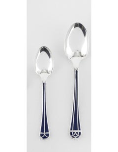 CHRISTOFLE, 'Talisman blue lacquer' 24-piece cutlery set