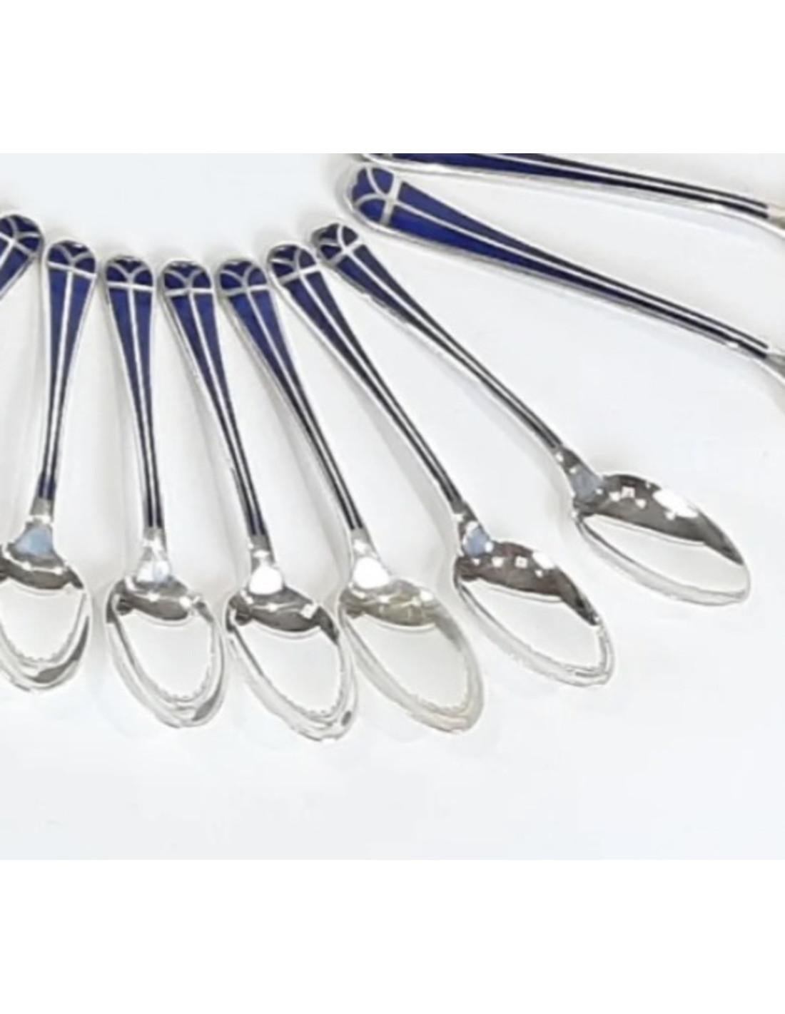CHRISTOFLE, 'Talisman blue lacquer' 24-piece cutlery set In Excellent Condition For Sale In SAINT-OUEN-SUR-SEINE, FR