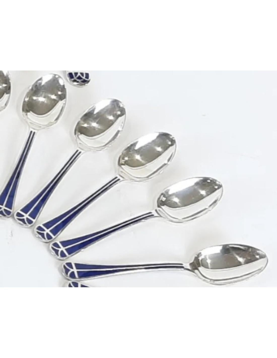 Contemporary CHRISTOFLE, 'Talisman blue lacquer' 24-piece cutlery set For Sale