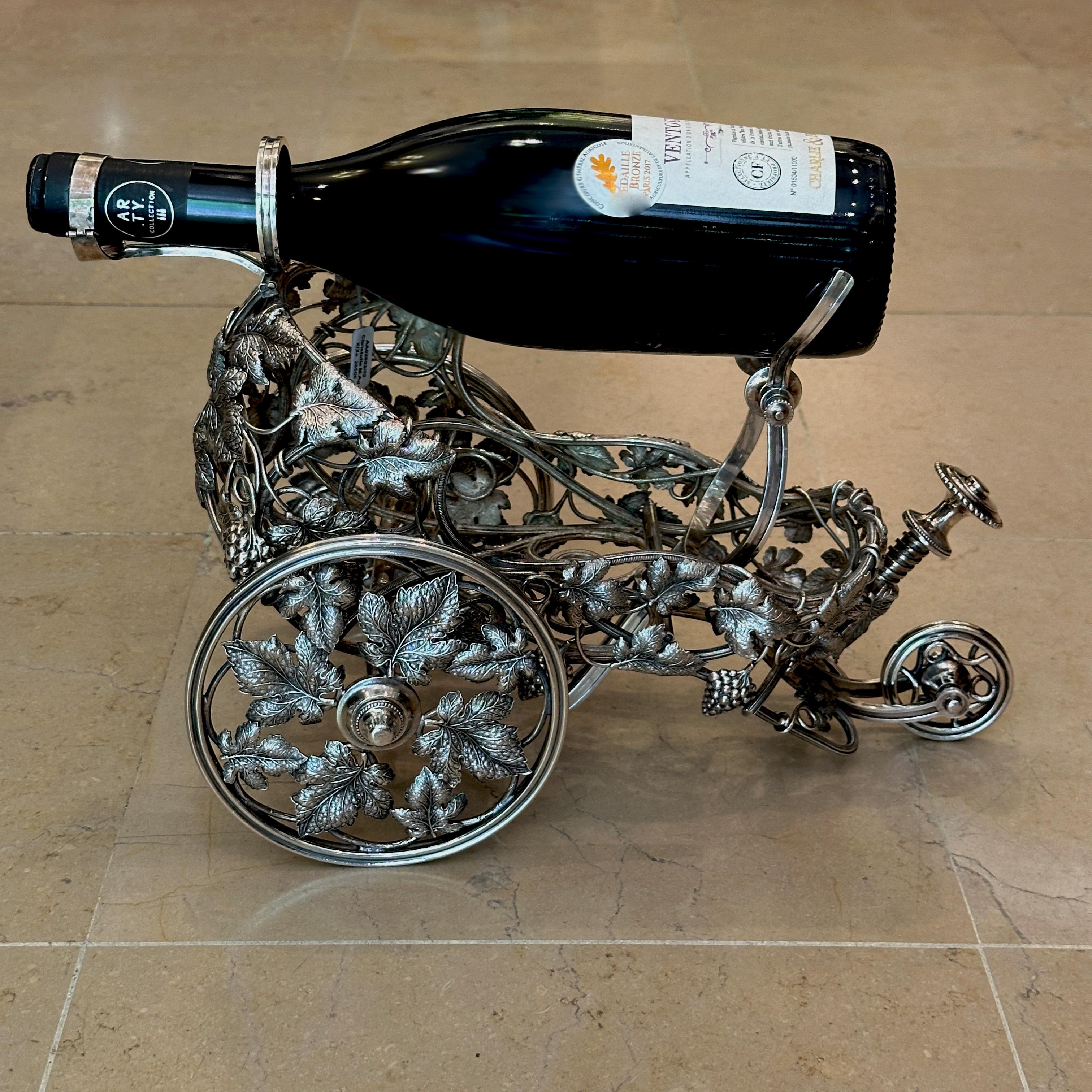 Carrello da vino Christofle con foglie d'uva, placcato in argento, fine XIX secolo in vendita 1