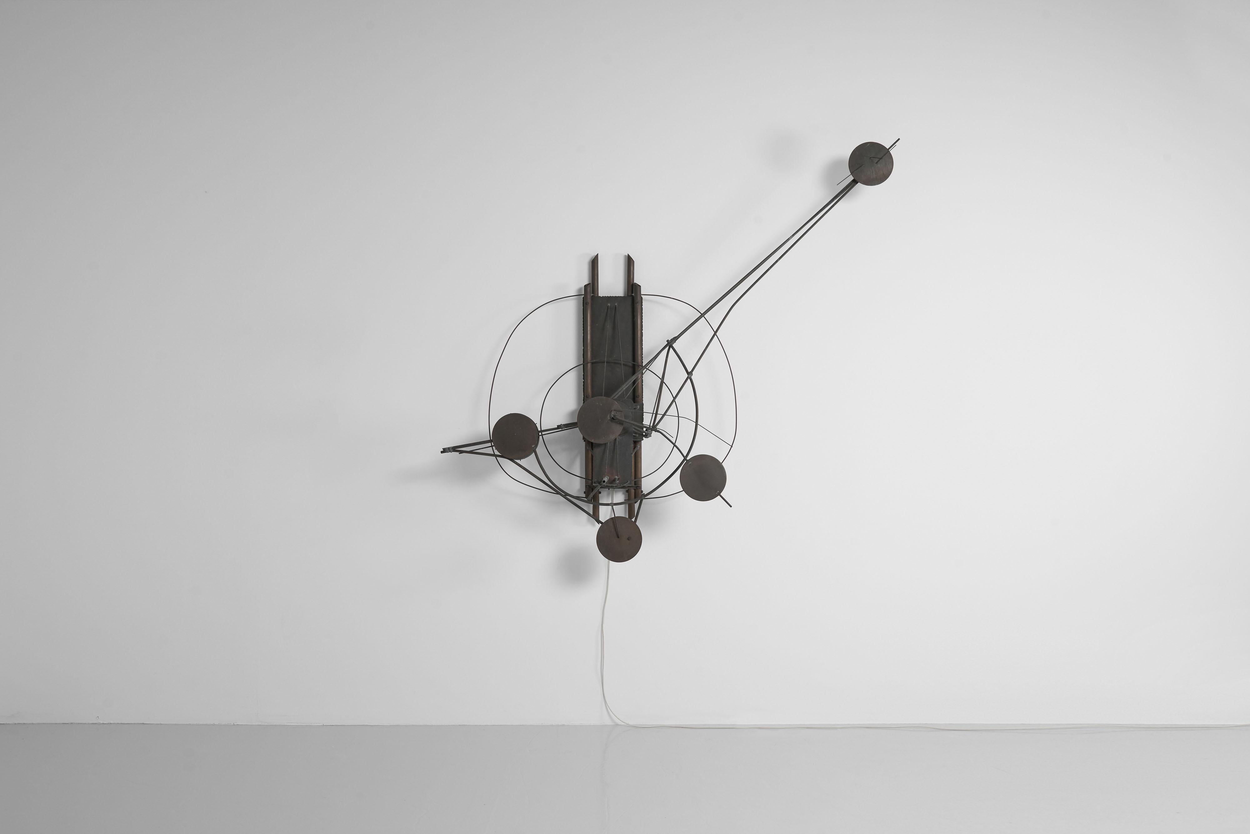 Metal Christoph Bollinger kinetic wall sculpture Germany 1974 For Sale