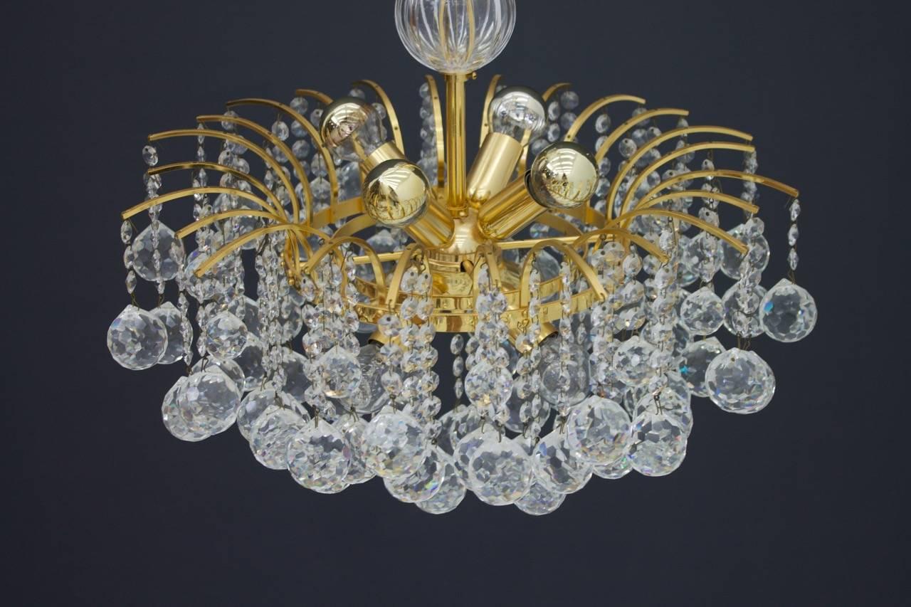 PALWA Christoph Palme Chandelier Gilded Brass and Crystal Glass For Sale 4