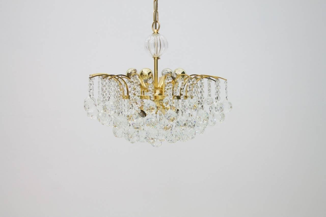 PALWA Christoph Palme Chandelier Gilded Brass and Crystal Glass For Sale 5