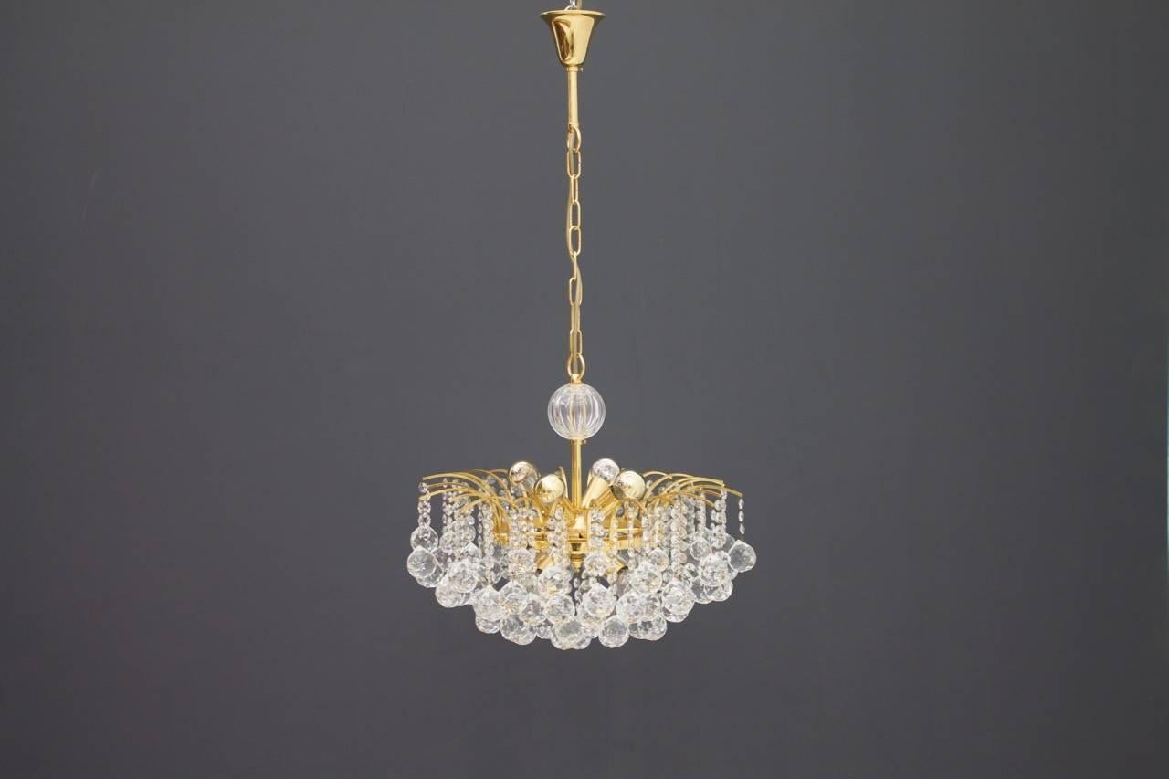 PALWA Christoph Palme Chandelier Gilded Brass and Crystal Glass For Sale 2