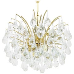 Christoph Palme Glass Drop Gold Chandelier Waterfall Palwa, Germany, 1970s
