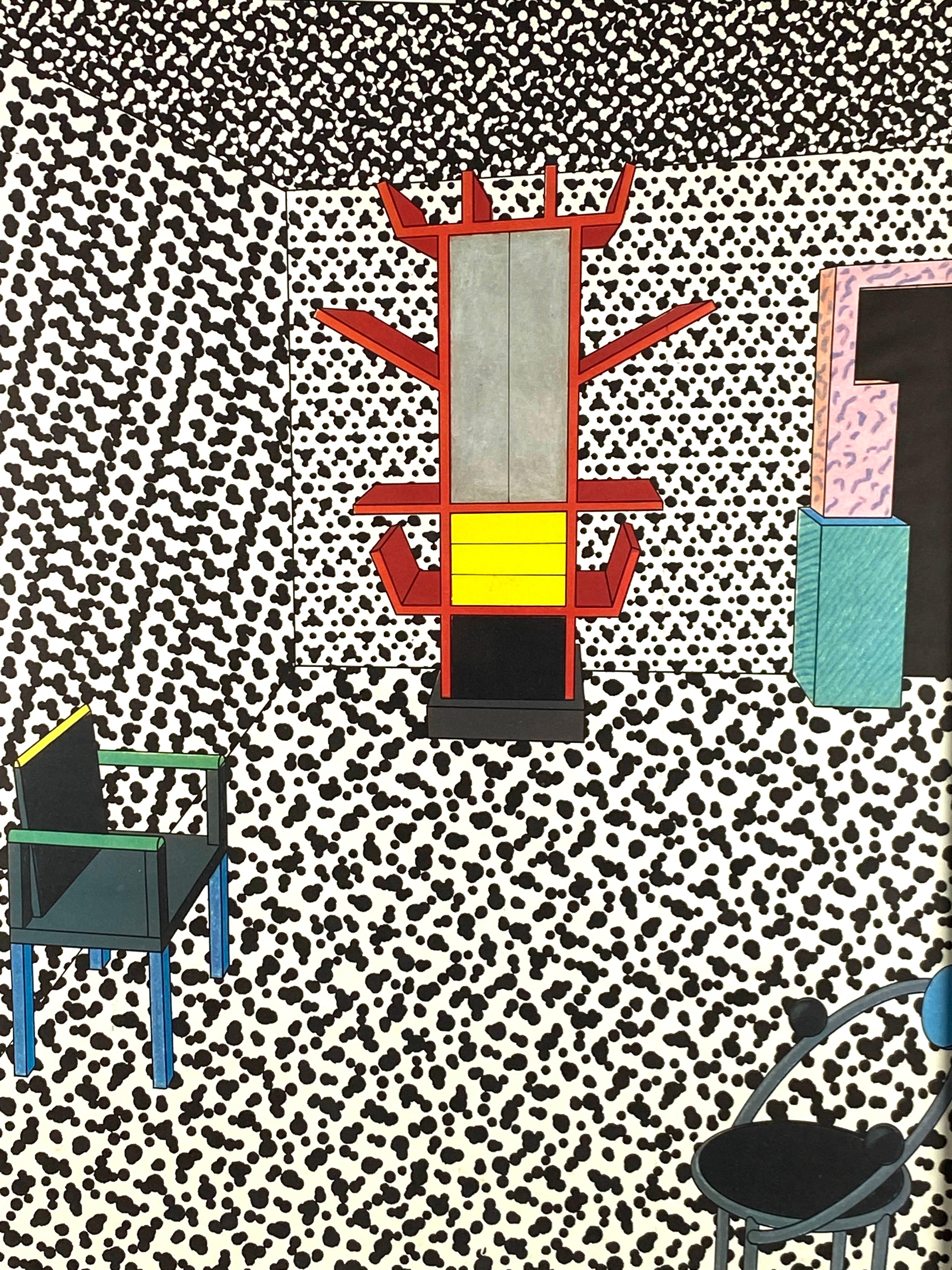 Post-Modern Christoph Radl, Memphis Per Print, Framed, Abet Laminati, Italy, 1983