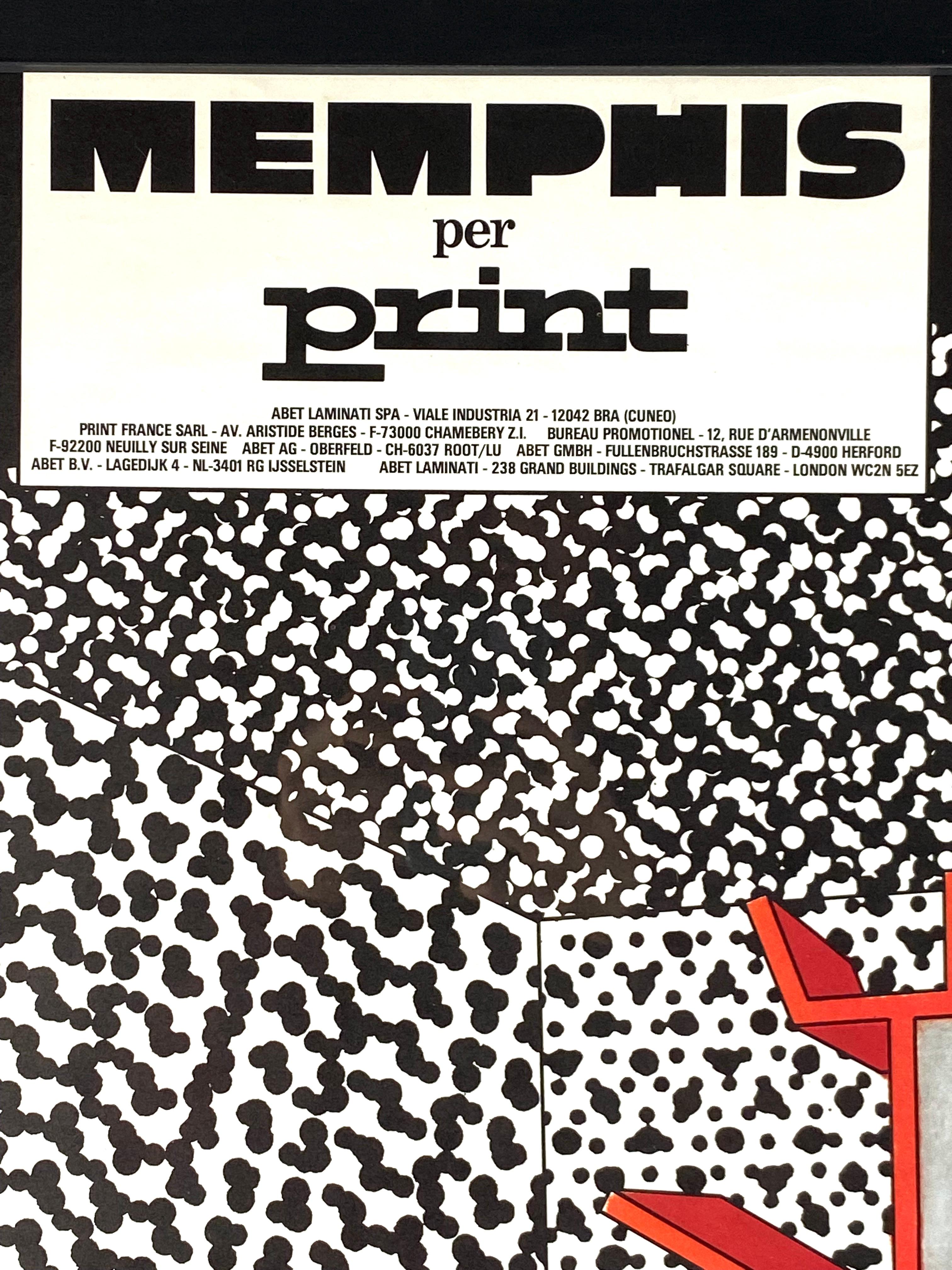 Italian Christoph Radl, Memphis Per Print, Framed, Abet Laminati, Italy, 1983