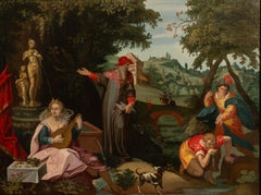 16th Century German Renaissance Allegorical Oil Painting Sexual Health Syphilis