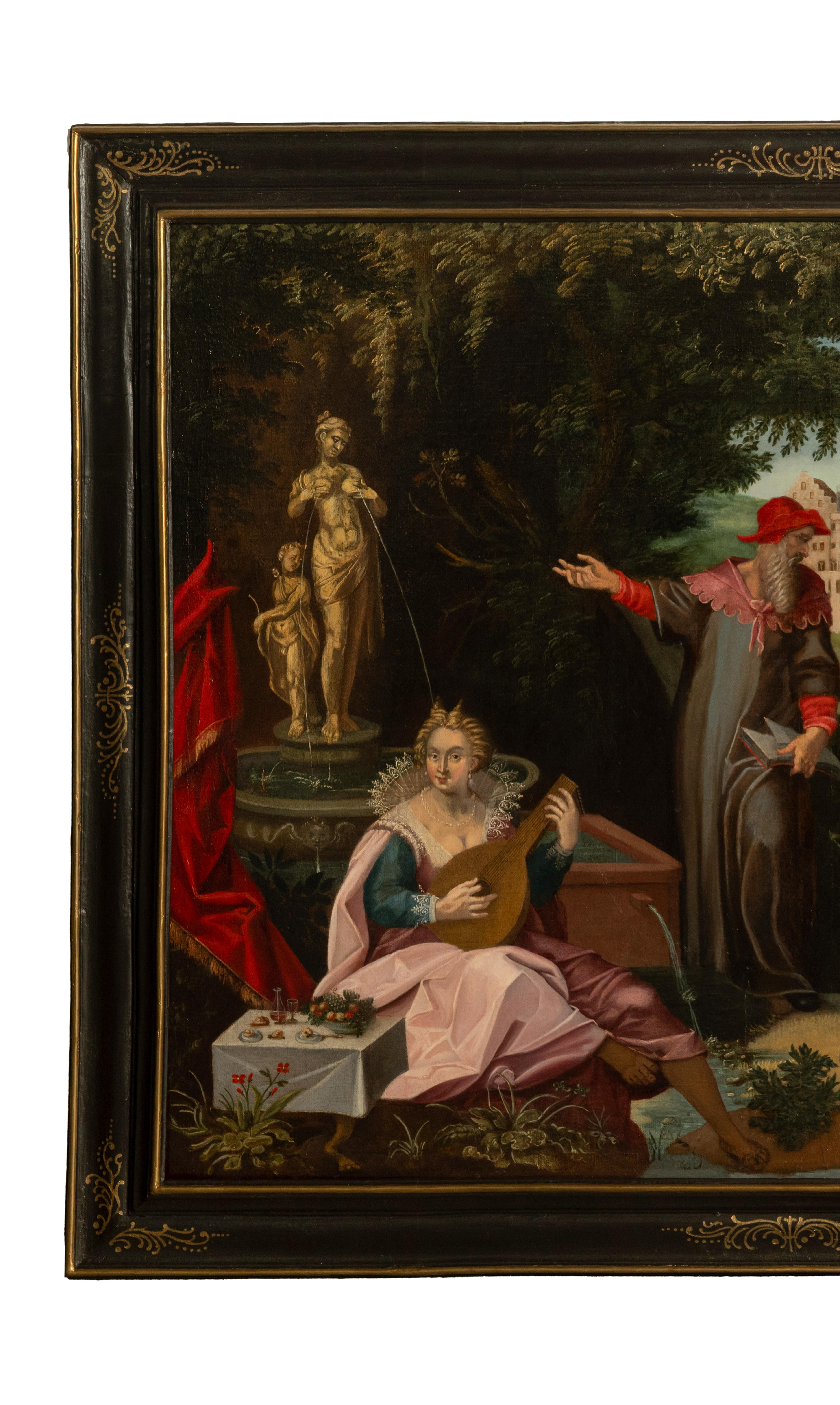 Pintura al óleo alegórica del Renacimiento alemán del siglo XVI Salud sexual Sífilis - Painting Renacimiento del norte de Christoph Schwarz