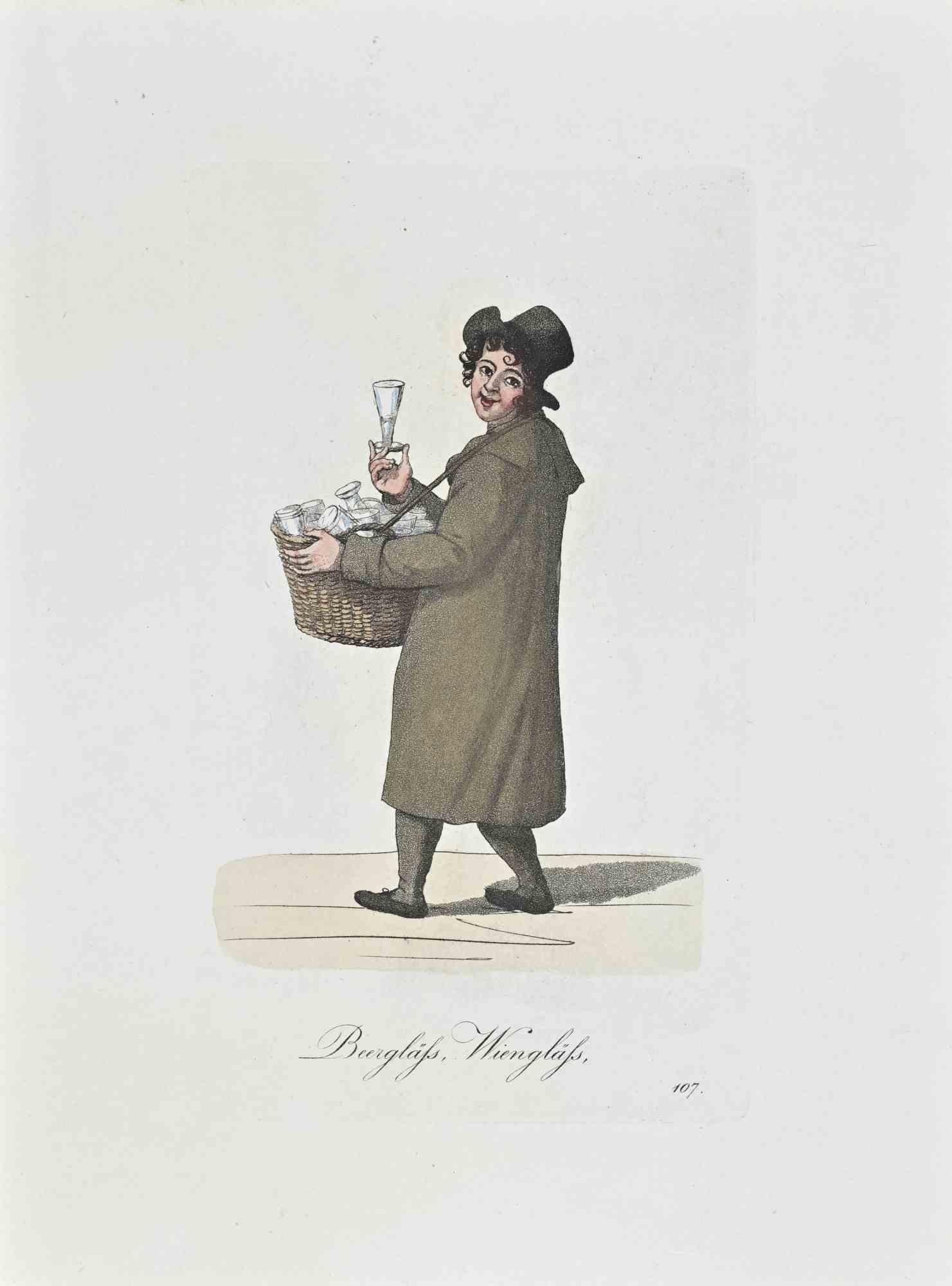Figurative Print di Christoph Suhr - Beergläfs Wiengläfs - Acquaforte di Christophe Suhr - 1808