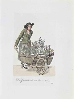 Der Gartnerbursche Mit Blumentopfen - Etching by Christoph Suhr - 1808