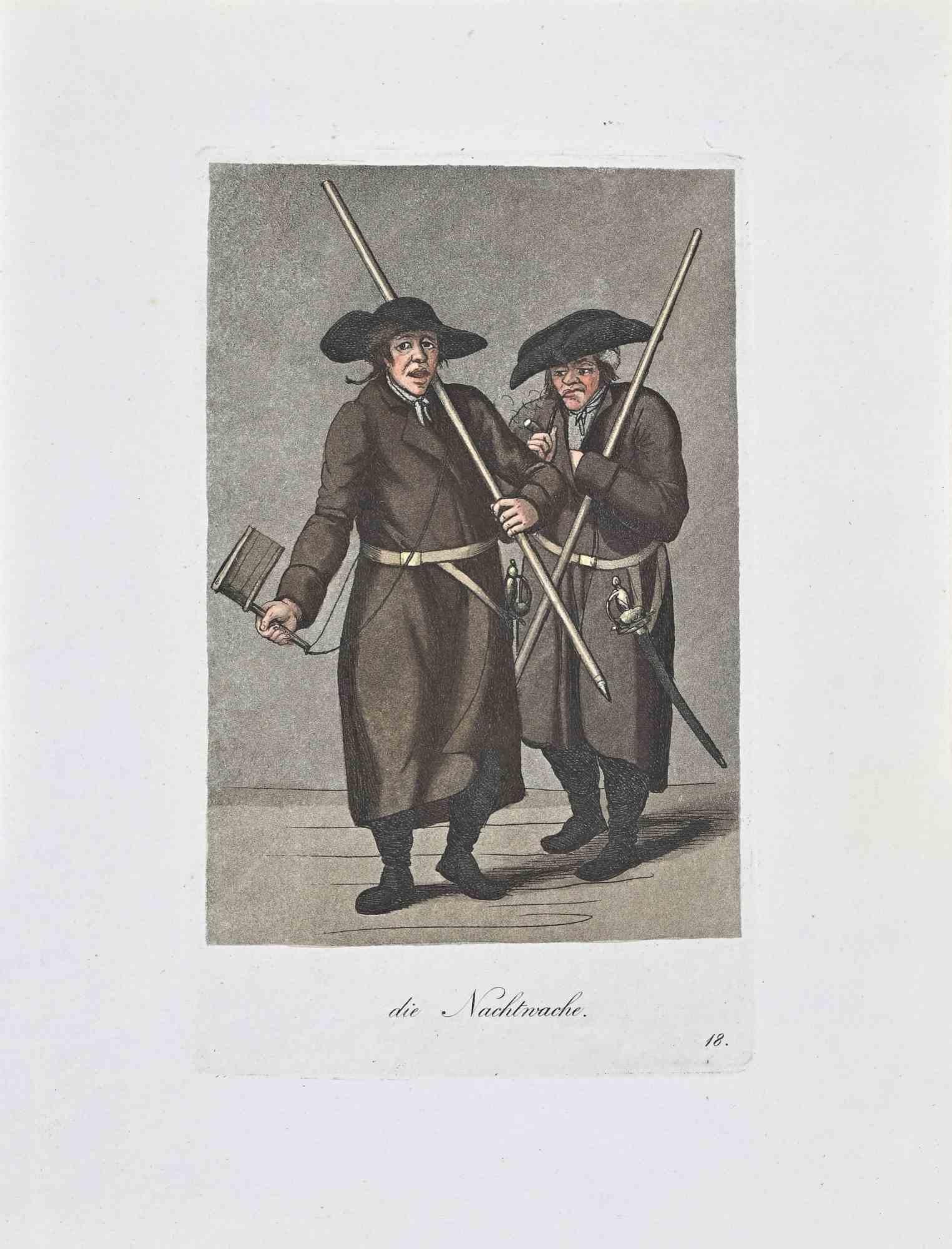Die Nachtwache - Gravure de Christoph Suhr - 1808