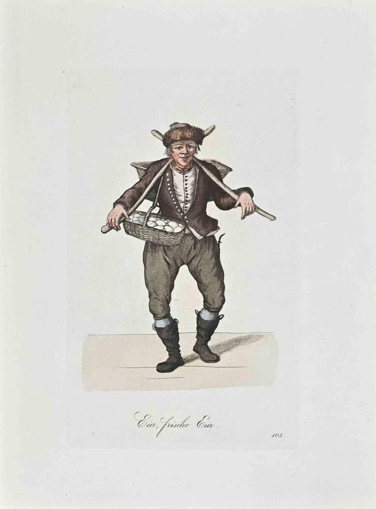 Figurative Print di Christoph Suhr - Eier, Frische Eier - Acquaforte di Christophe Suhr - 1808