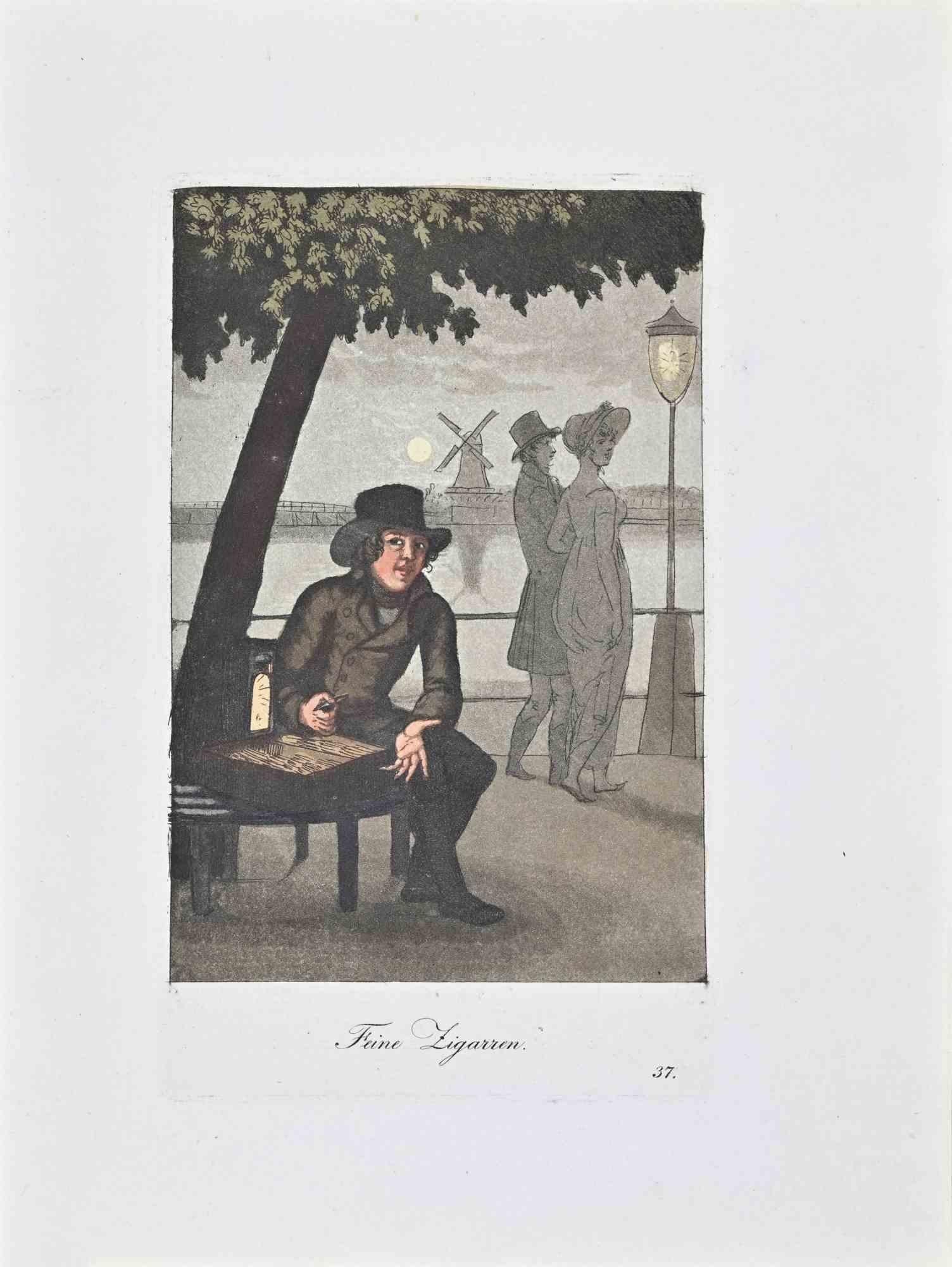Gravure coloriée à la main réalisée par Christoph Suhr en 1808.

Belogs to the Series "Der Ausruf in Hamburg vorgestellt in ein hundert und zwanzig colorirten Blättern".

Belle gravure avec coloriage contemporain de la première édition du plus