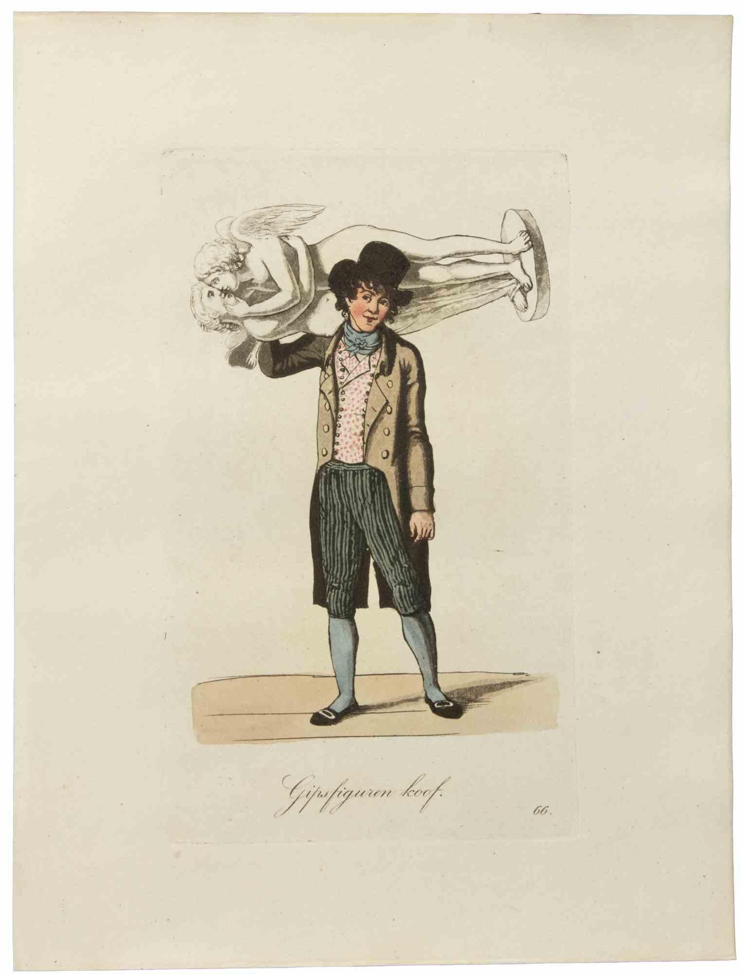 Gipsfigurenkopf – Radierung von Christoph Suhr – 1808
