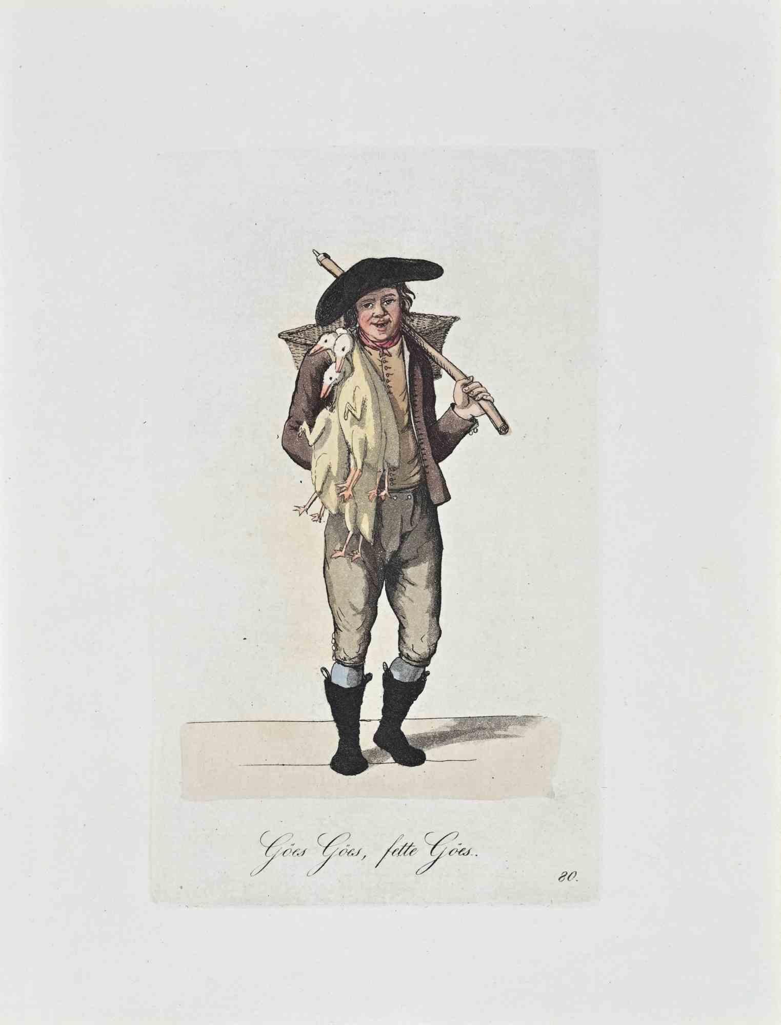 Handkolorierte Radierung von Christoph Suhr aus dem Jahr 1808.

Belogs zur Serie "Der Ausruf in Hamburg vorgestellt in ein hundert und zwanzig colorirten Blättern".

Schöner Kupferstich mit zeitgenössischem Kolorit aus der ersten Ausgabe der