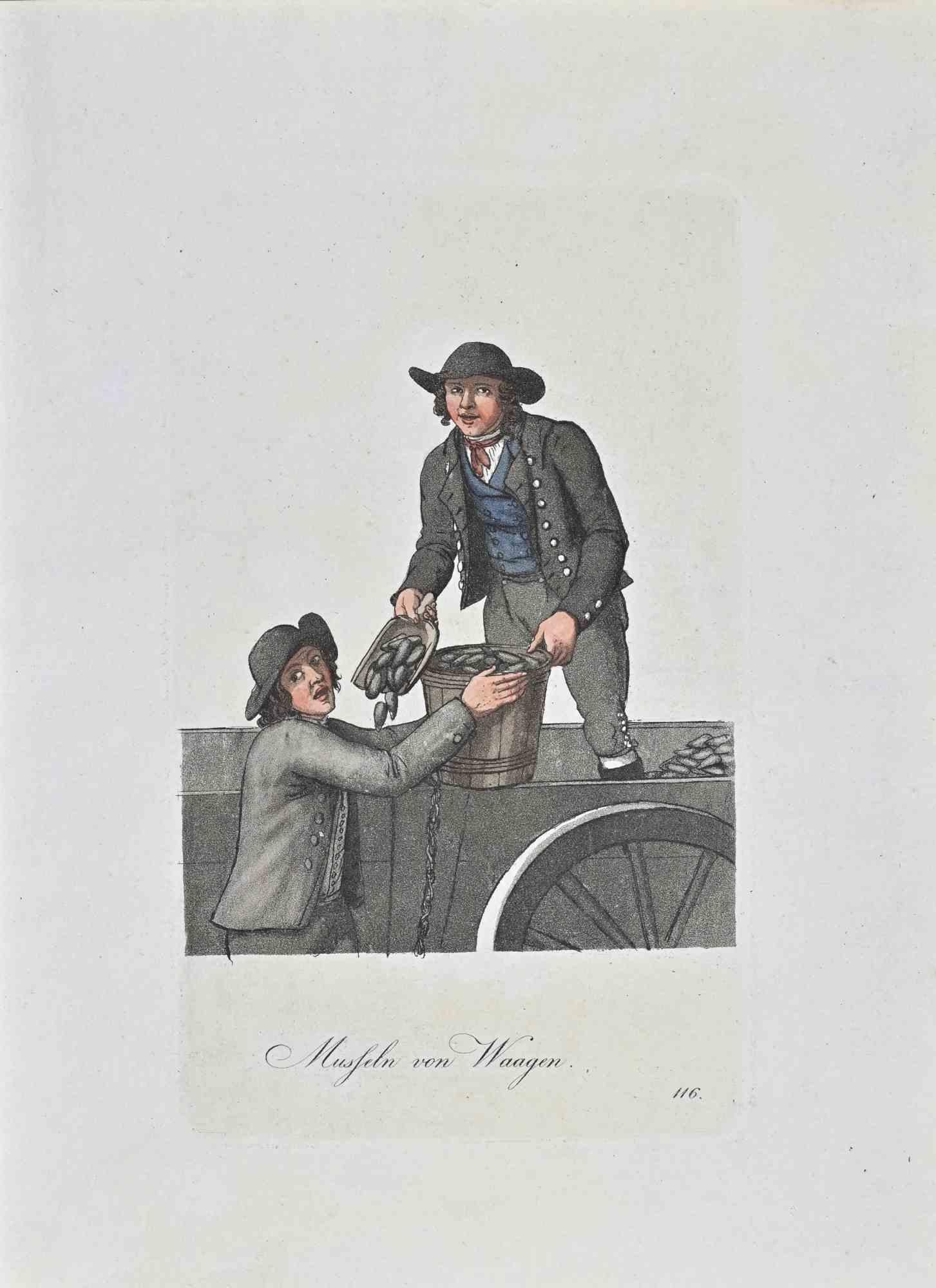 Figurative Print di Christoph Suhr - Musfeln von Waagen - Acquaforte di Christophe Suhr - 1808