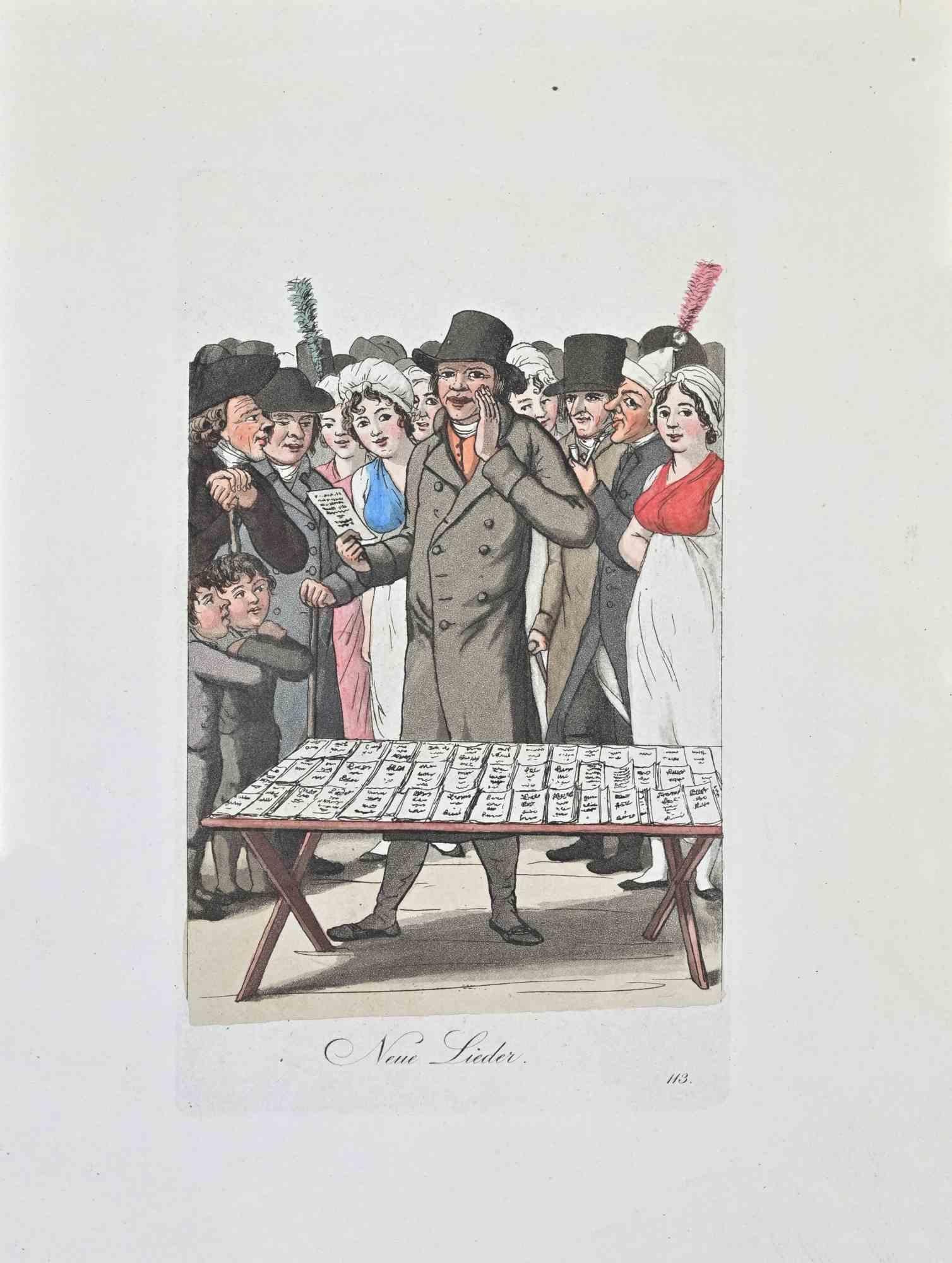 Neue Lieder est une œuvre d'art, réalisée par Christophe Suhr en 1808.

Gravure coloriée à la main. Titré dans la marge inférieure.

L'œuvre appartient à la série "Der Ausruf in Hamburg vorgestellt in ein hundert und zwanzig colorirten