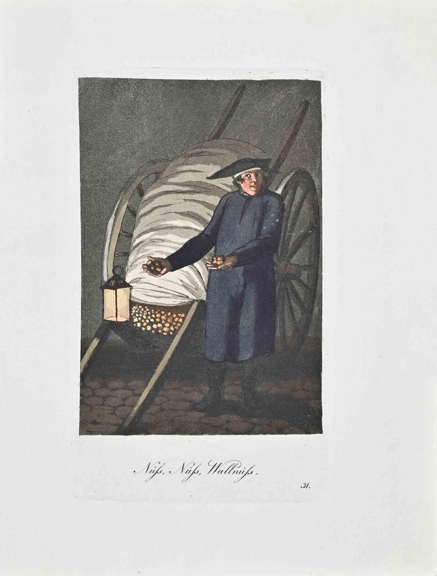Figurative Print di Christoph Suhr - Nufs, Nufs, Wallnufs - Acquaforte di Christophe Suhr - 1808