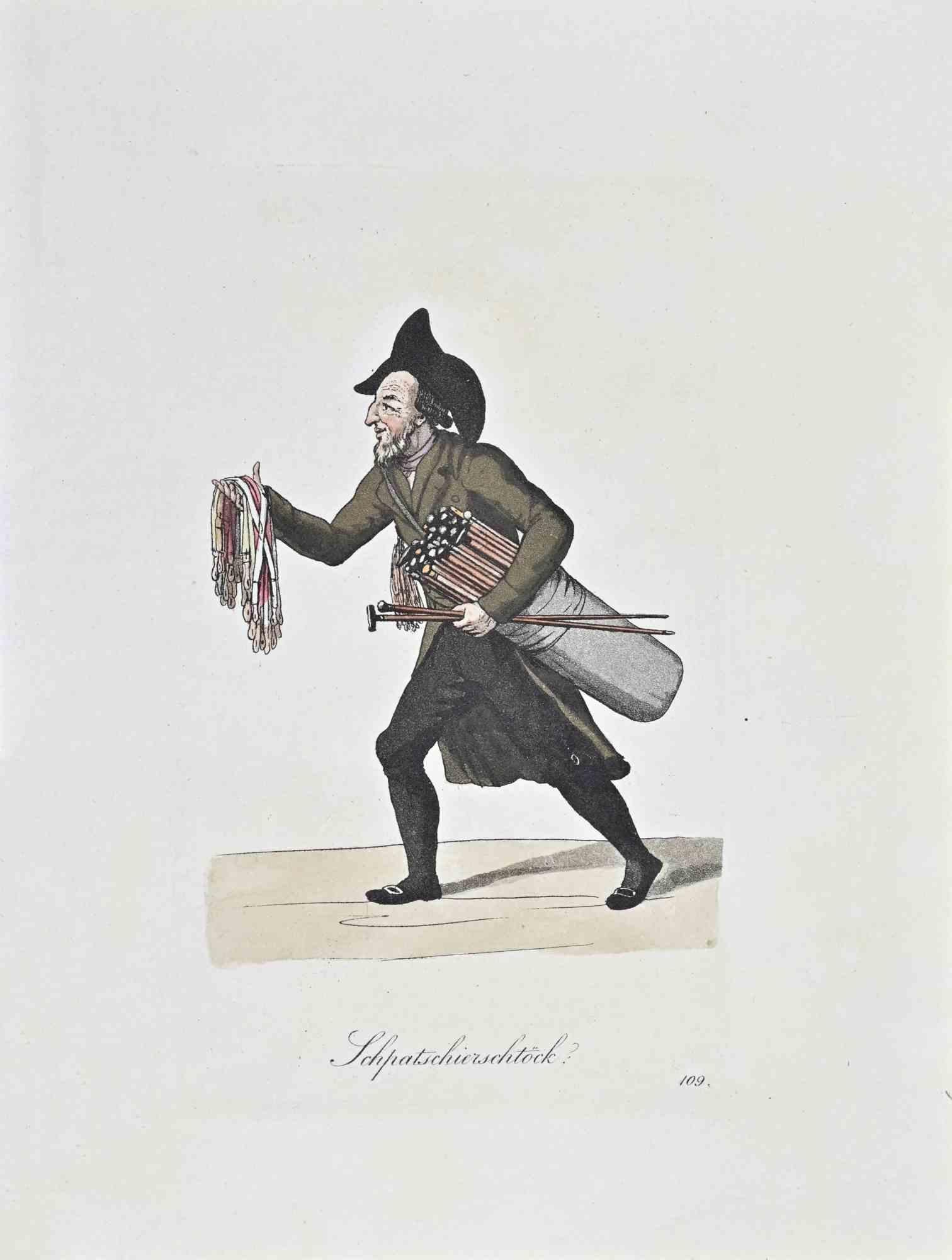 Figurative Print di Christoph Suhr - Schpatschierschtock? - Acquaforte di Christophe Suhr - 1808