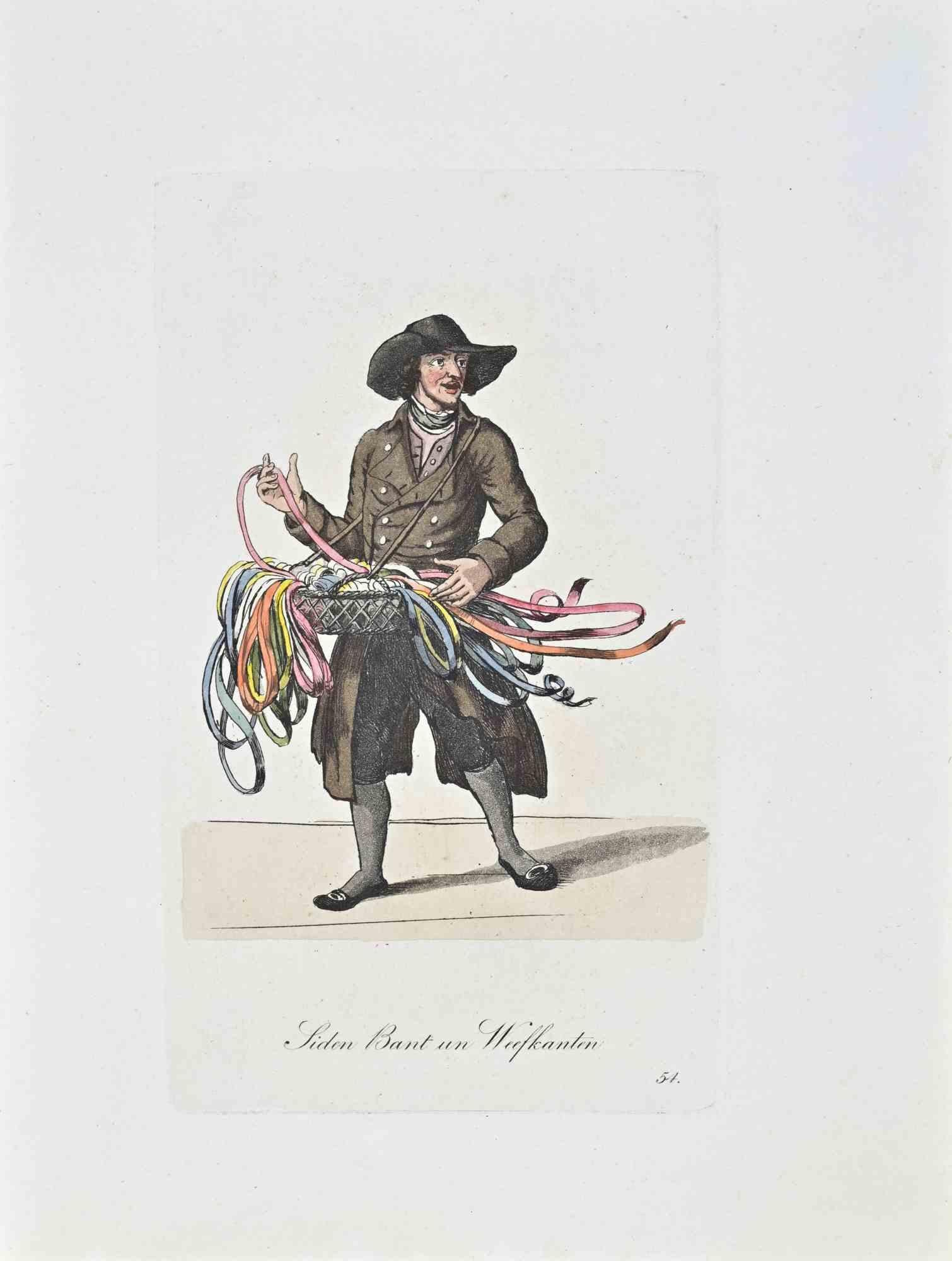 Siden Bant un Weefkanten - Acquaforte di Christophe Suhr - 1808
