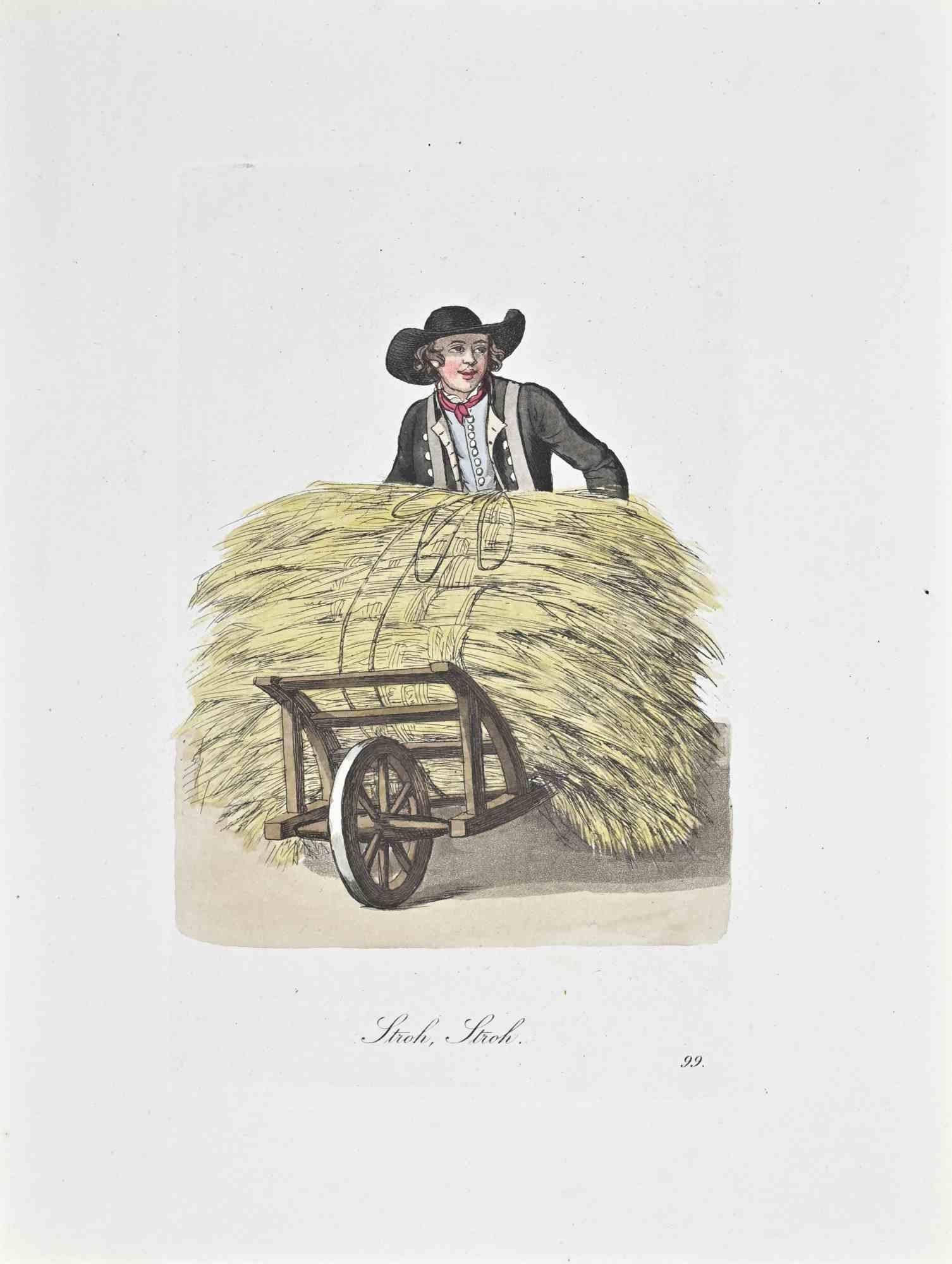 Figurative Print di Christoph Suhr - Stroh, Stroh - Acquaforte di Christophe Suhr - 1808