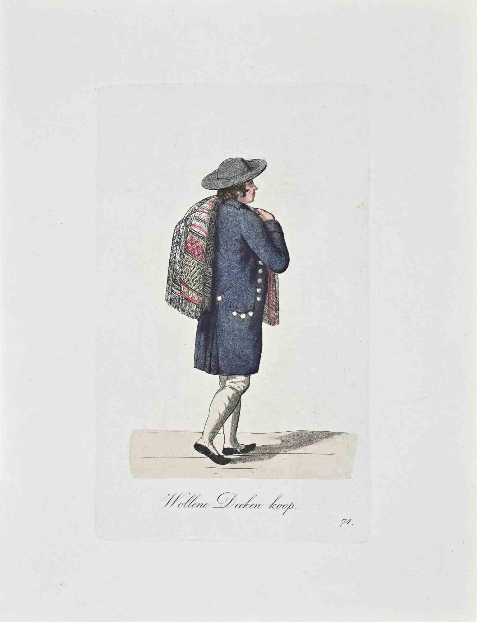Etching hand colored realized by Christoph Suhr in 1808.

Belogs to the Series "Der Ausruf in Hamburg vorgestellt in ein hundert und zwanzig colorirten Blättern".

Beautiful engraving with contemporary colouring from the first edition of the most