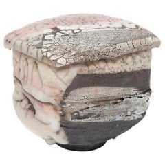 Christoph Zange Schwarze Raku Cermonial-Teeschale und Deckel-Aufbewahrungsgefäß aus Raku