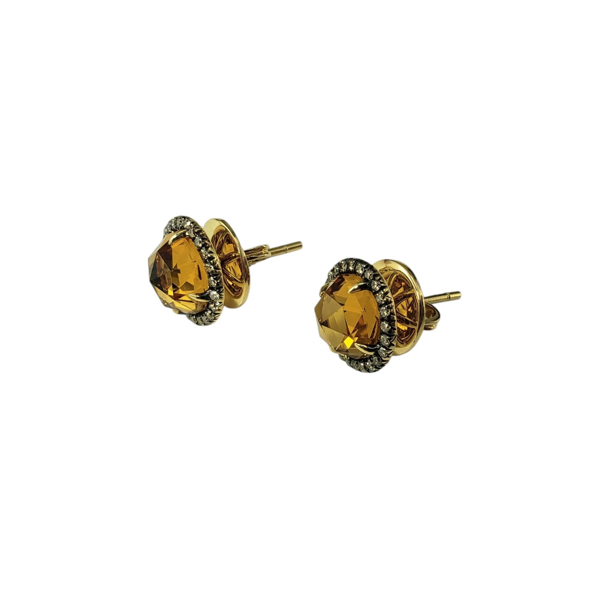 Contemporary Christophe Danhier 18K Yellow Gold Citrine and Diamond Earrings #18846 For Sale