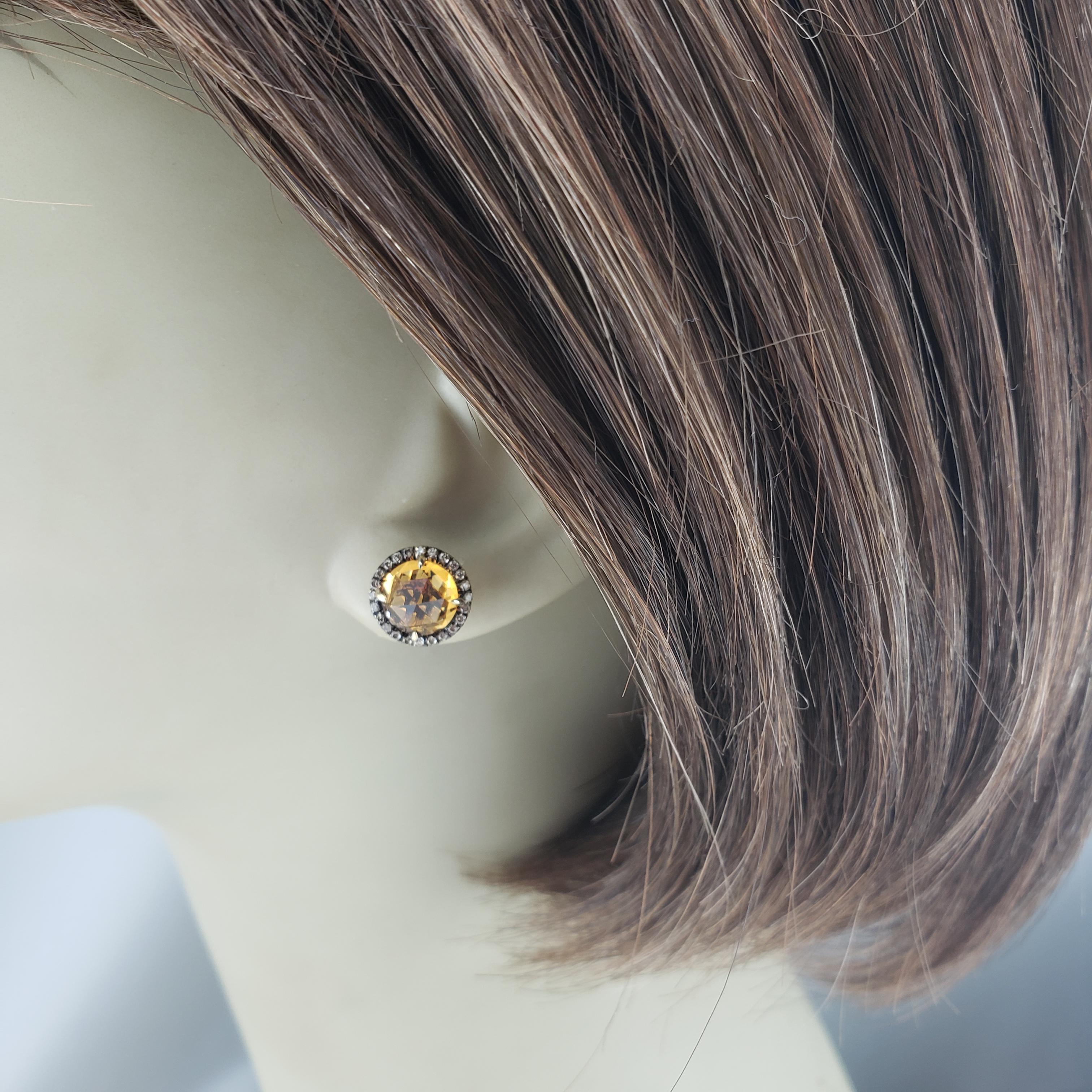 Christophe Danhier 18K Yellow Gold Citrine and Diamond Earrings #18846 For Sale 1