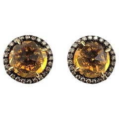 Christophe Danhier 18K Yellow Gold Citrine and Diamond Earrings #18846