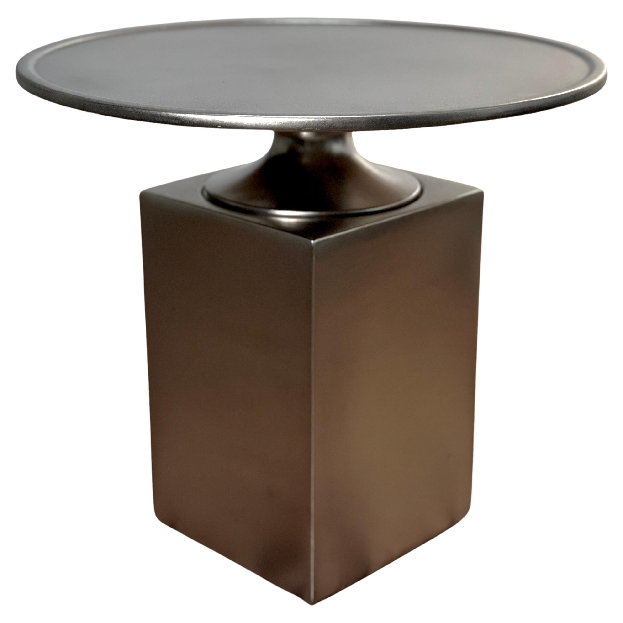 Christophe Delcourt OUK Silver Side Table  For Sale